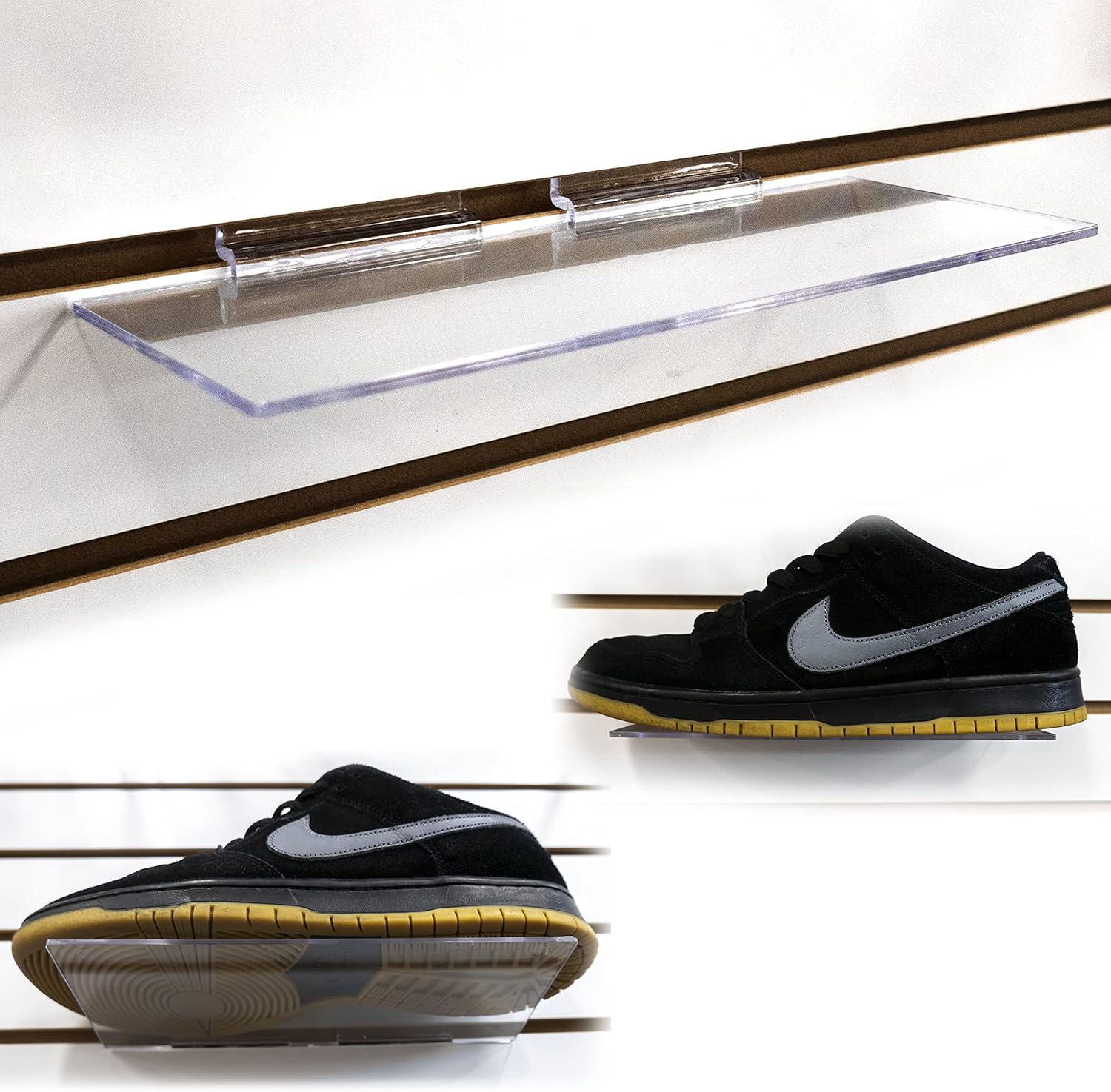 STORE FIXTURES DIRECT Clear Acrylic Slatwall Shoe Shelf, 4