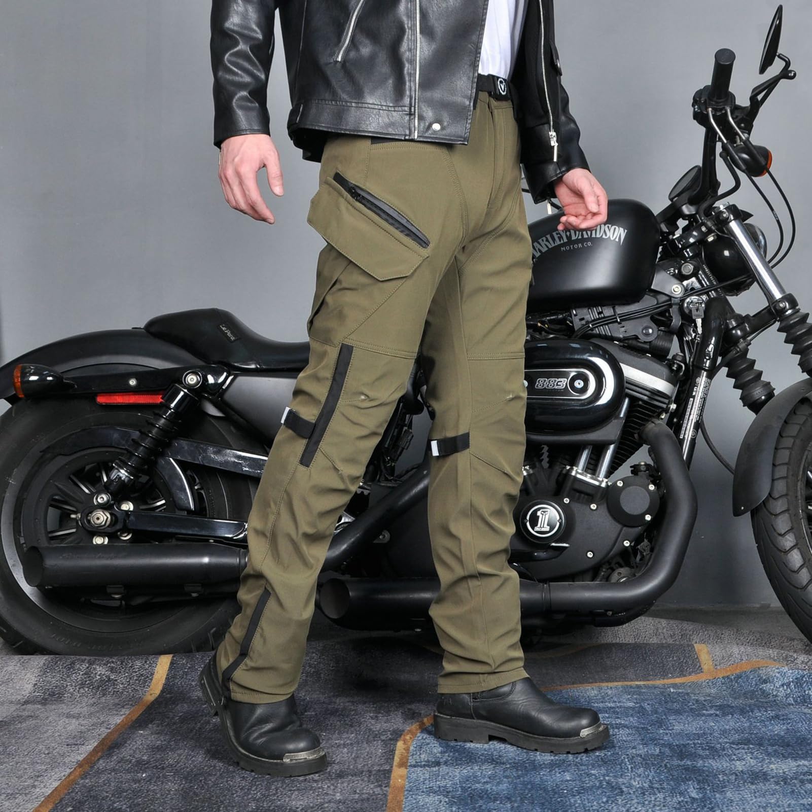 Pantaloni Moto Uomo Cargo con Protezioni Ginocchia Removibili, Traspiranti con Tasche Multifunzione, Idrorepellenti per Città, Touring e Uso Quotidiano