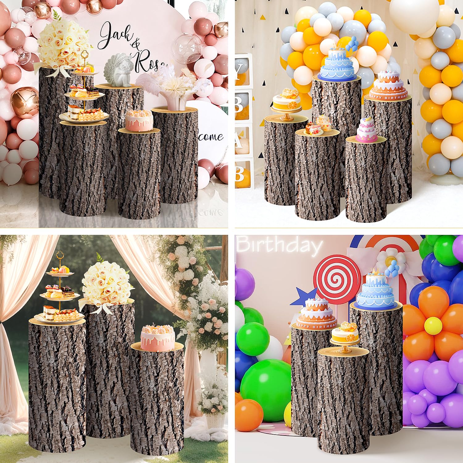 Lot De 5 Housses De Support Cylindriques Pour Fête, Mariage