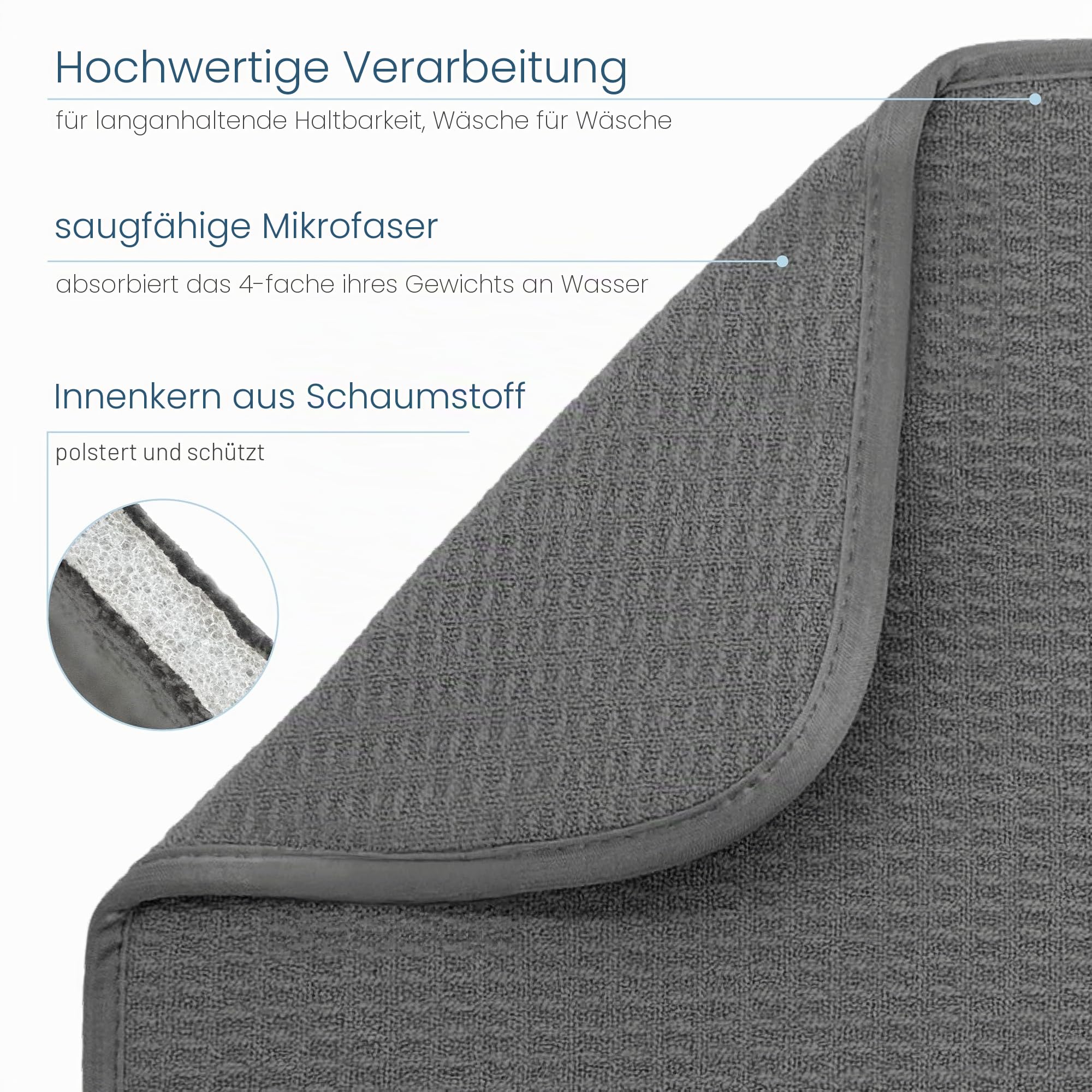 S&T INC. Abtropfmatte XL, mikrofasernetzig, Küchenmatte, Geschirr- und Utensilienabtropf, 45,7 x 61 cm, Anthrazit, 2 Stück