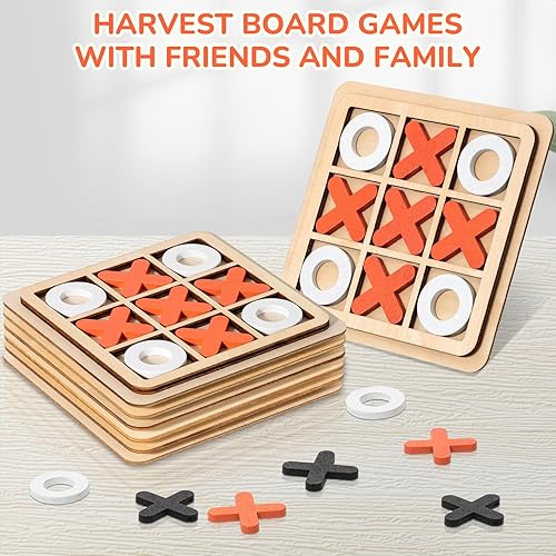 Miniatura 4 de Meooeck Juego de mesa de madera de 6 piezas de Tic Tac Toe XO juego de mesa de ajedrez de madera Tic Tac Toe juego interactivo educativo para niños