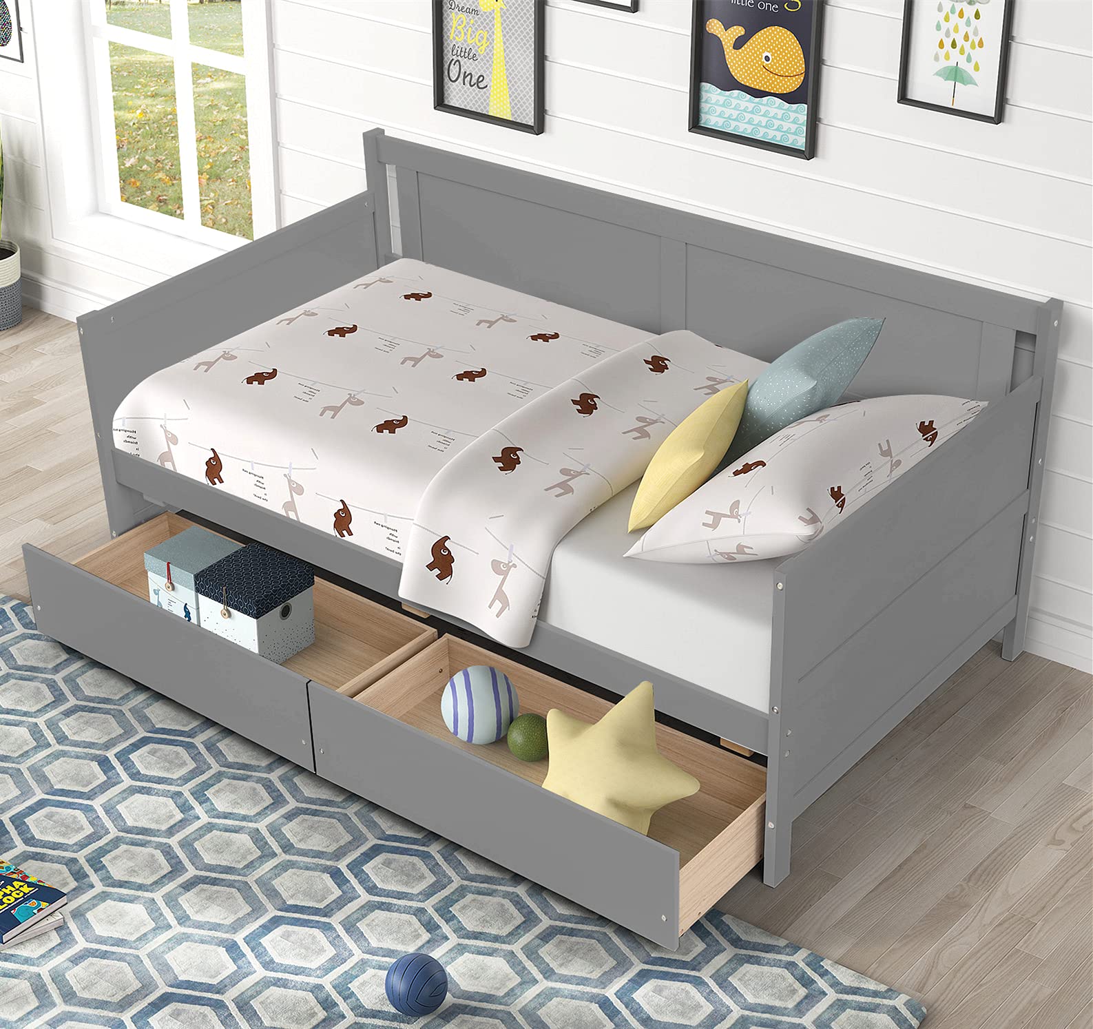 Buy AWQM Wood Daybed with Two Storage Drawers, Twin Size Daybed Frame