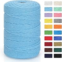 Vista 24 de Cordón de macramé de 1/8 pulgadas x 328 yardas Cuerda de macramé 100% algodón natural Cordón de algodón torcido de 4 hebras para manualidades