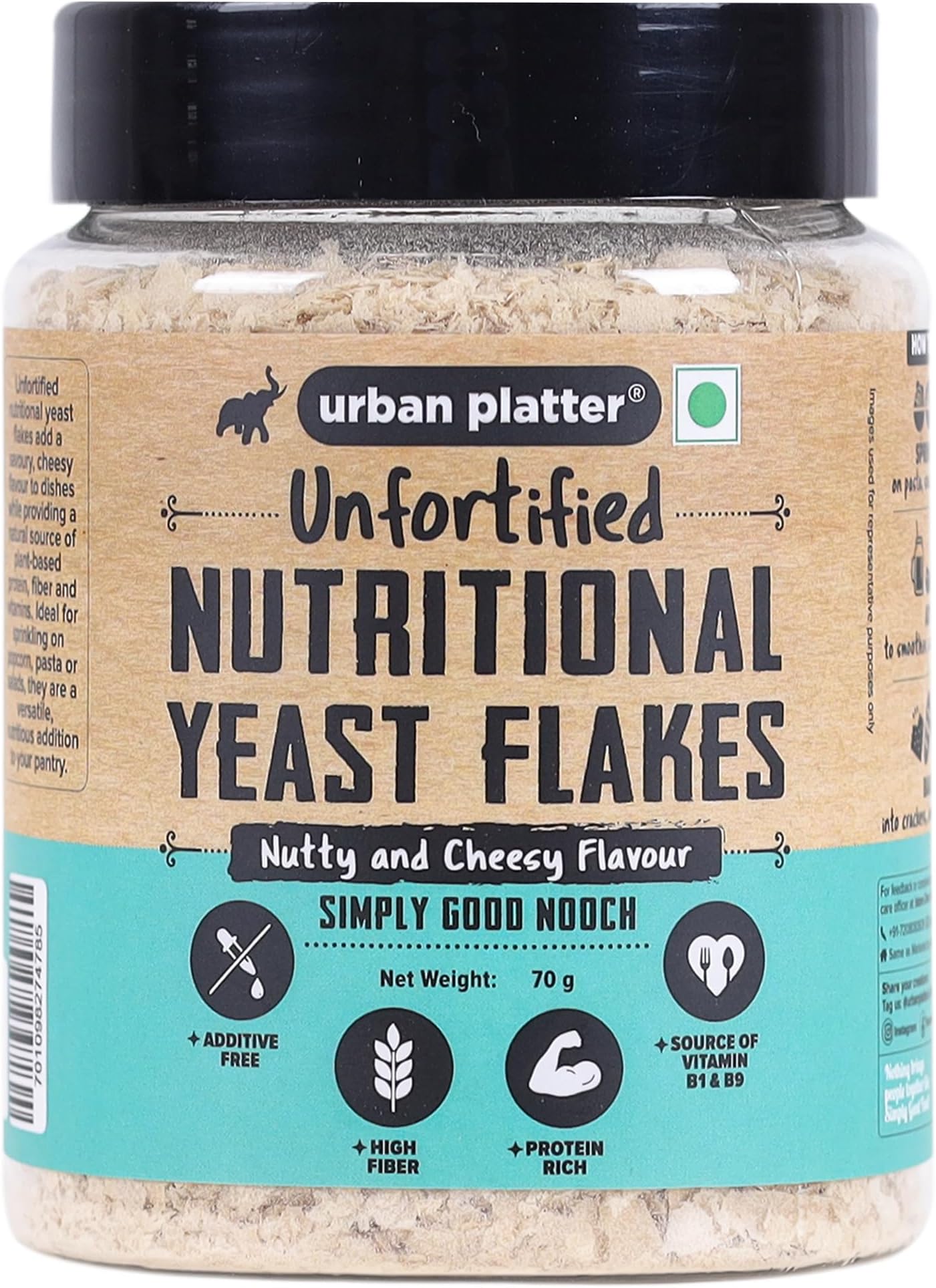 Urban Platter Nutritional Yeast Flakes, 70g (Unfortified | Plant Based | Nutty and Cheesy Flavour)