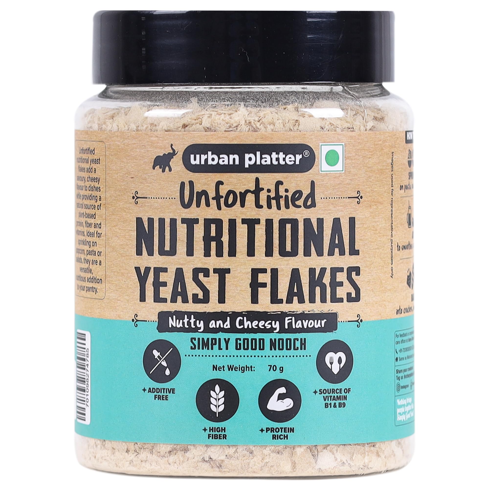 Urban Platter Nutritional Yeast Flakes, 70g (Unfortified | Plant Based | Nutty and Cheesy Flavour)