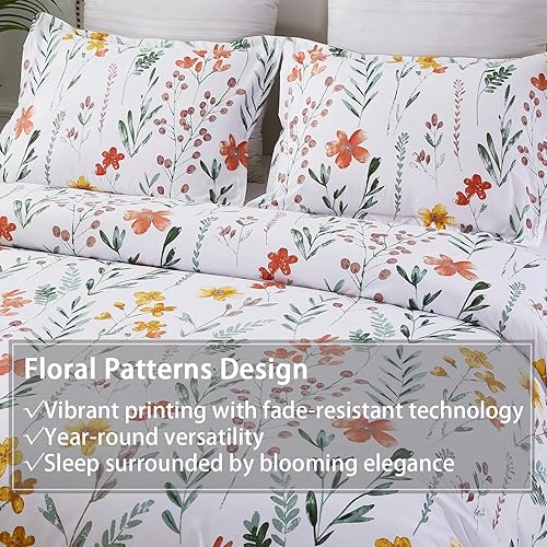 Miniatura 9 de Vaulia Juego de funda de edredón floral de microfibra suave, juego de ropa de cama moderno, patrón de ramas blancogris, diseño reversible de 3