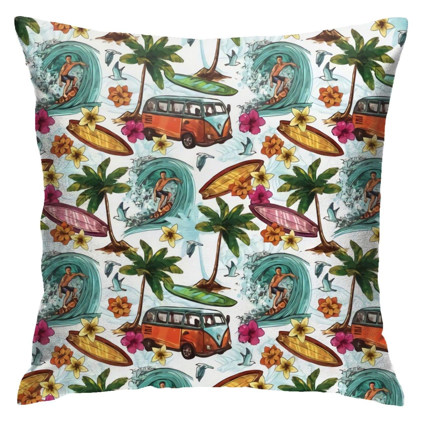 Cushion Cover Hawaiian Surfer 45X45Cm Cushion Case Abstract Throw Pillow Case Funky Pillowcase For Office Housewarming Gift Bench