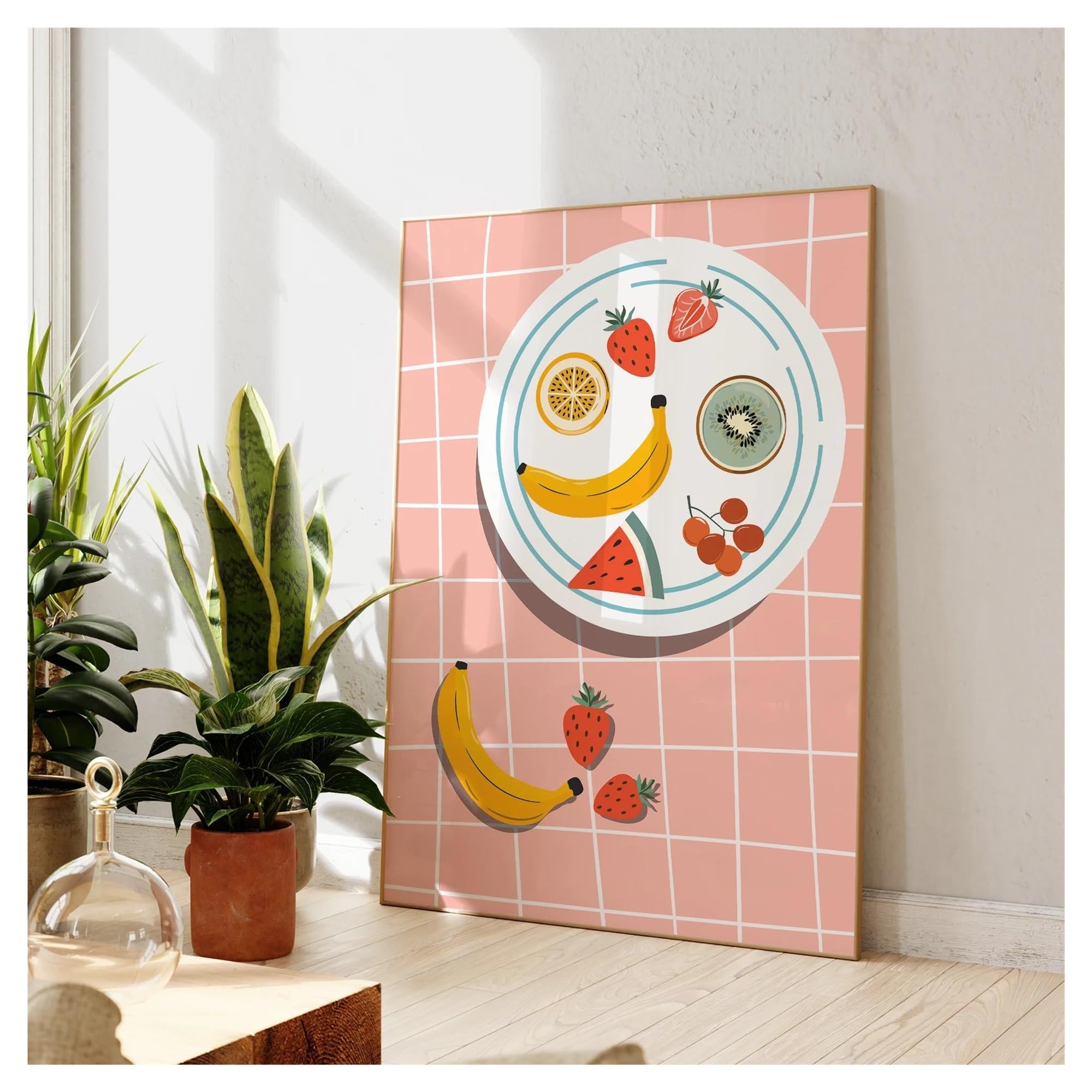 Peinture sur toile assiette de fruits XENITE - Affiche cuisine 40x50cm