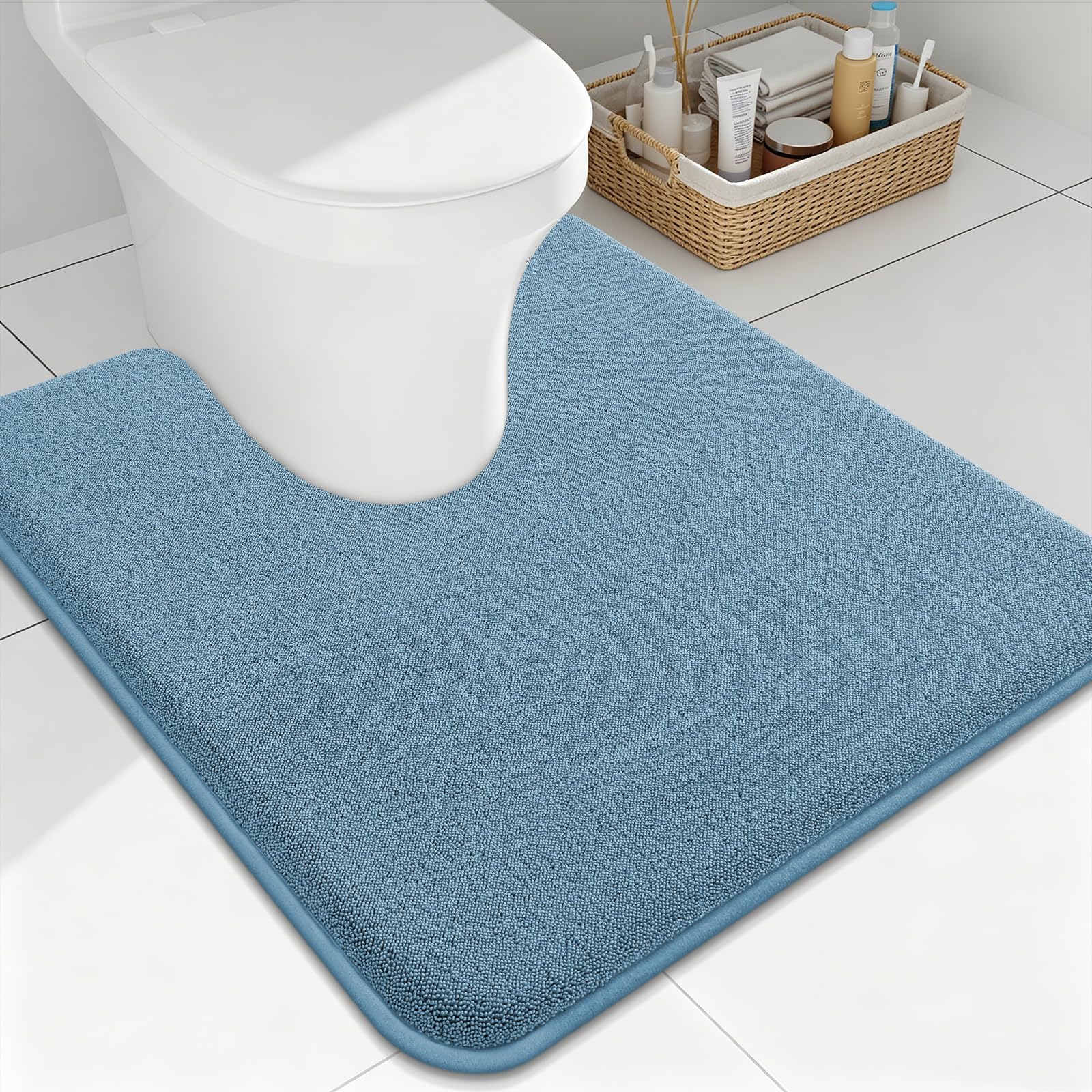 Smiry Smiry Memory Foam Toilet Rugs U Shaped 24x20, Extra Soft Bath Mat