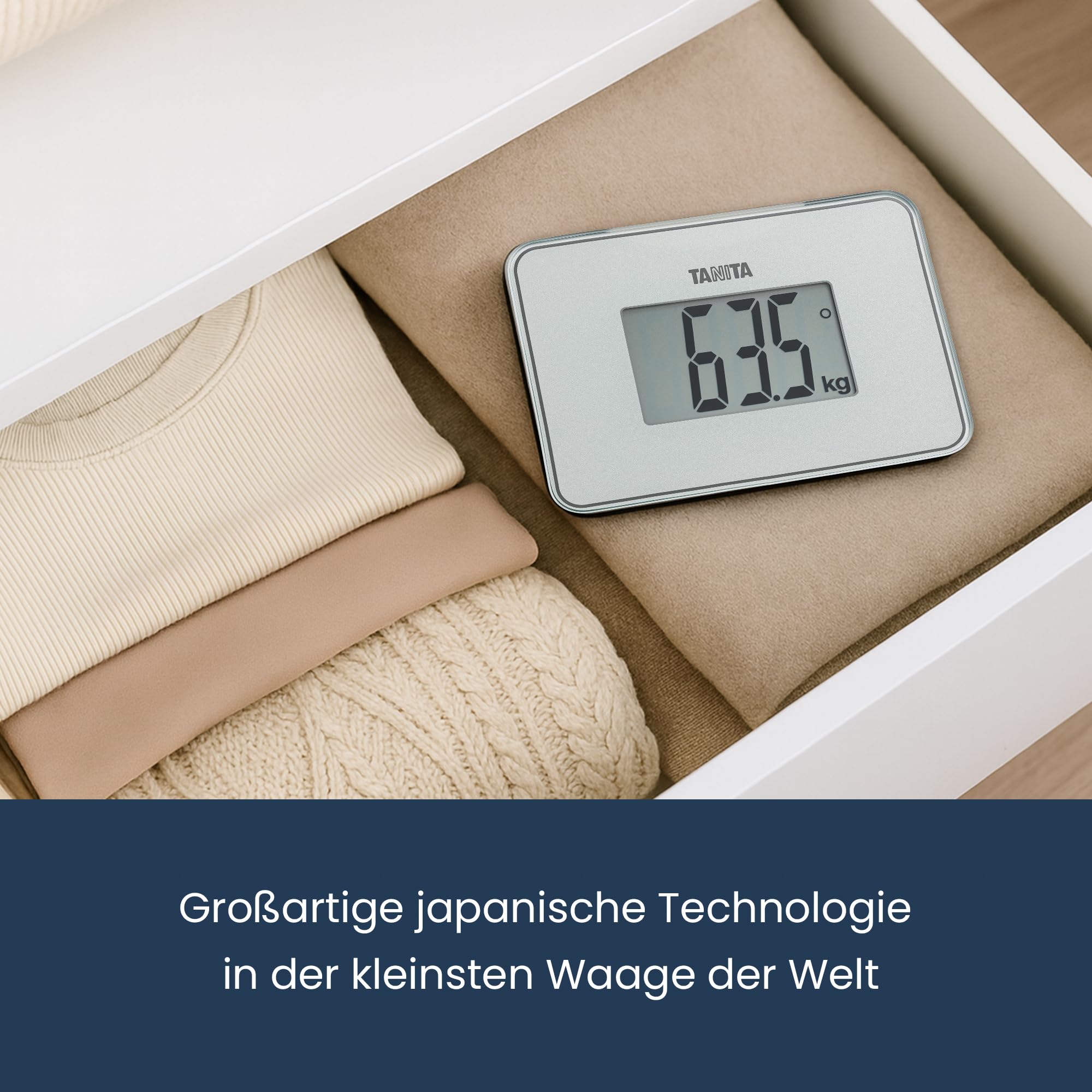 TANITA HD-386 Kleinste digitale Personenwaage der Welt, ideal für Reisen, Perlmuttweiß