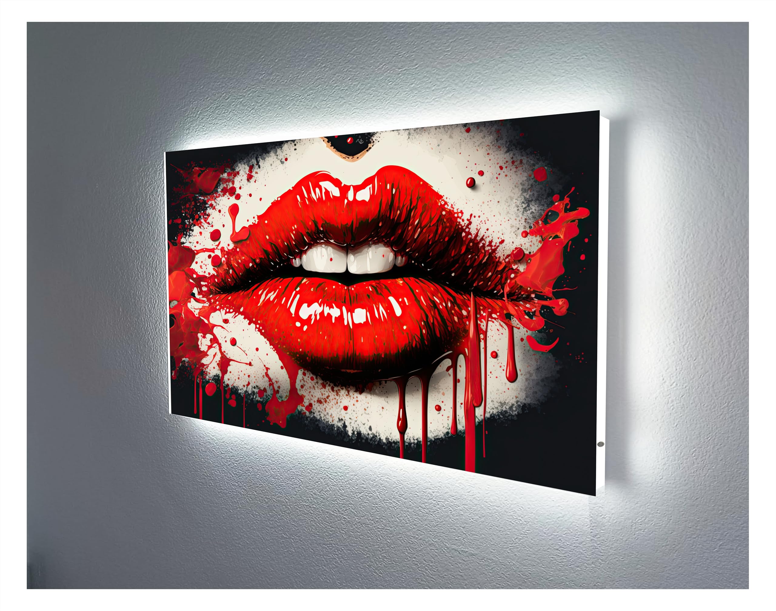 Tableau rétro en méthacrylate lèvres rouges rétroéclairé pour décoration murale chic