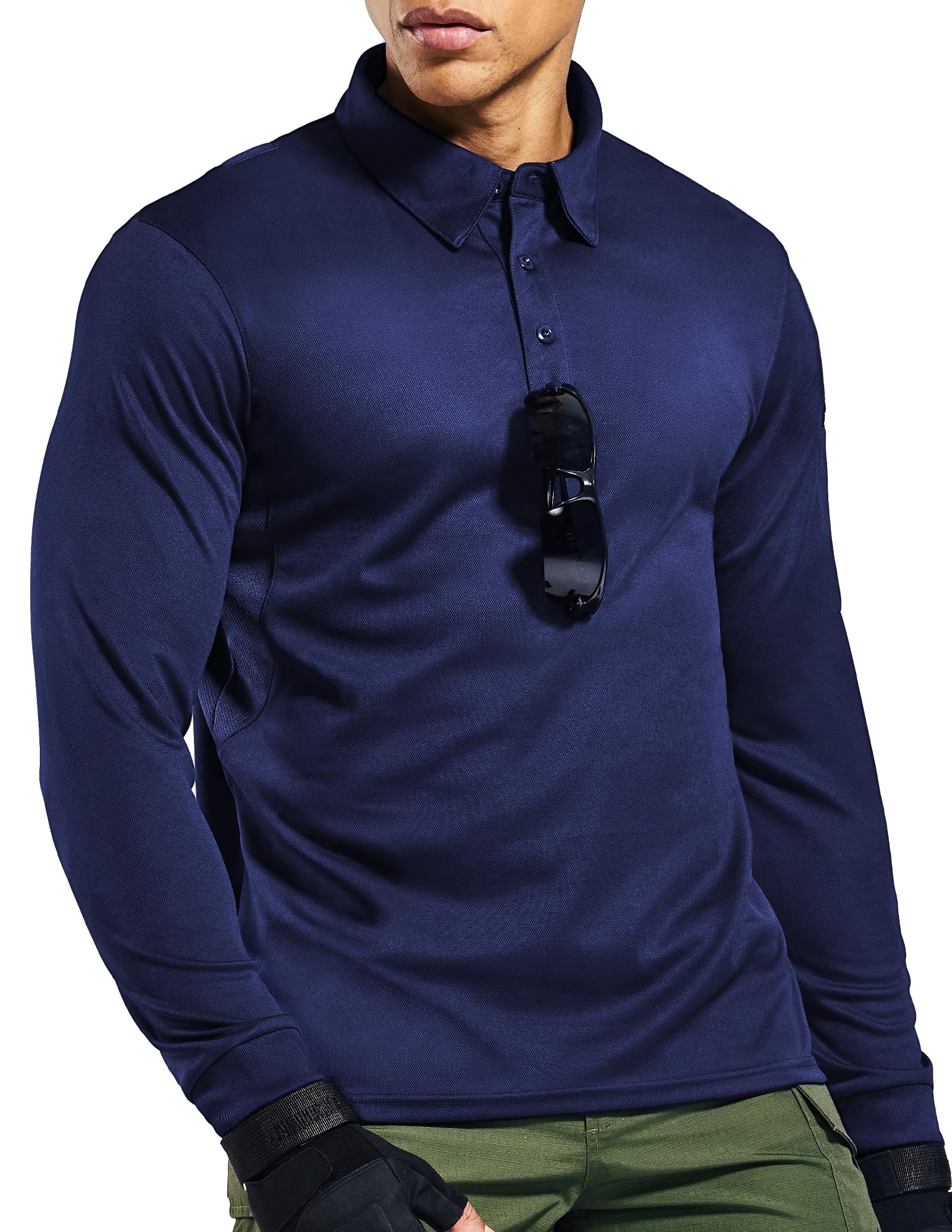 MIER Men's Outdoor Performance Tactical Polo Shirts Short and Long Sleeve, Moisture-Wicking