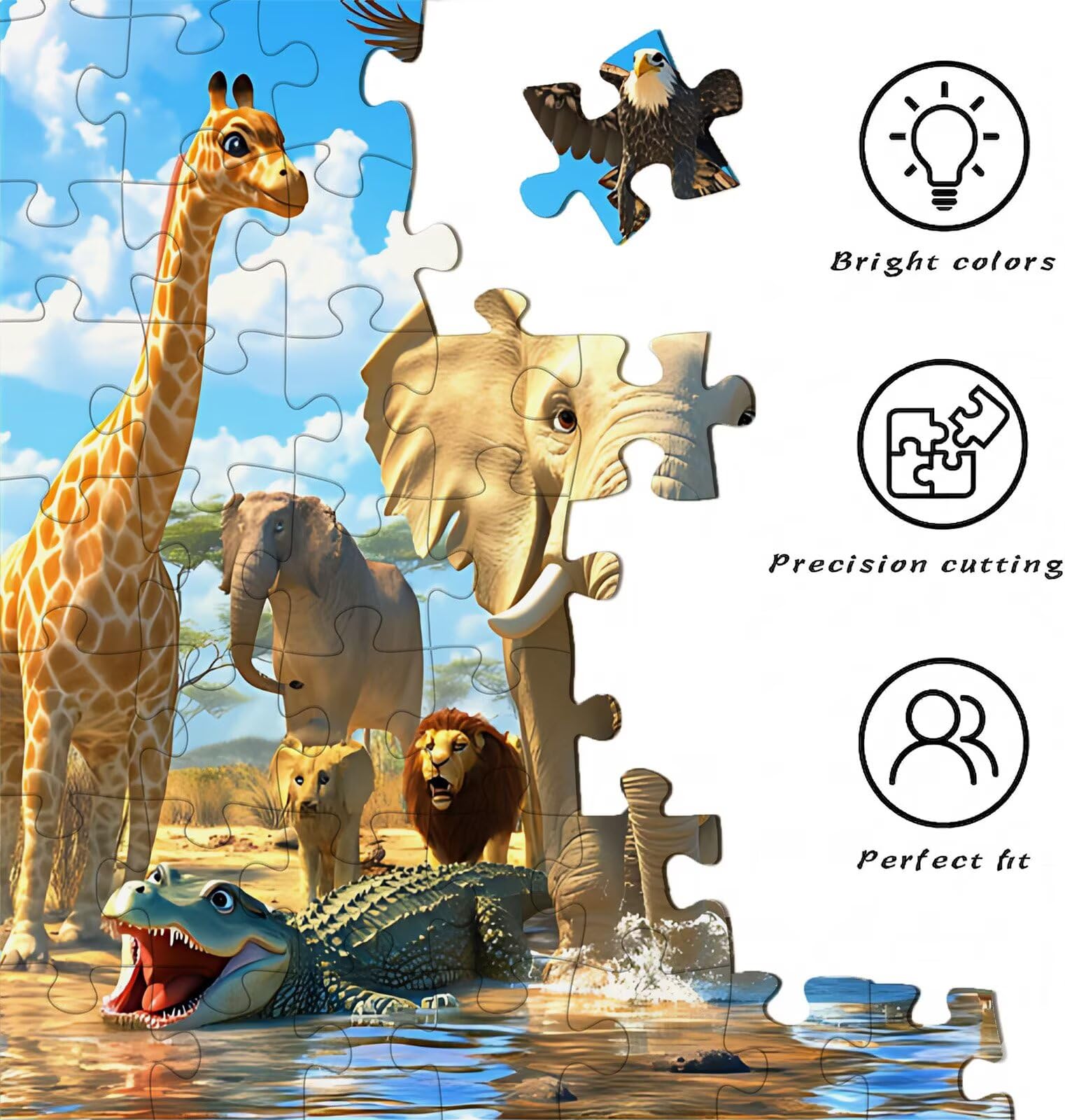 Puzzle 1500 Teile, Holzpuzzle Erwachsene - Impossible Puzzle 87 x 57 cm niffliges Denkspiel & Denksport für Frauen & Männer, Familienspiel für Spieleabende, Geschenk für Frauen Tier Afrika w0-147
