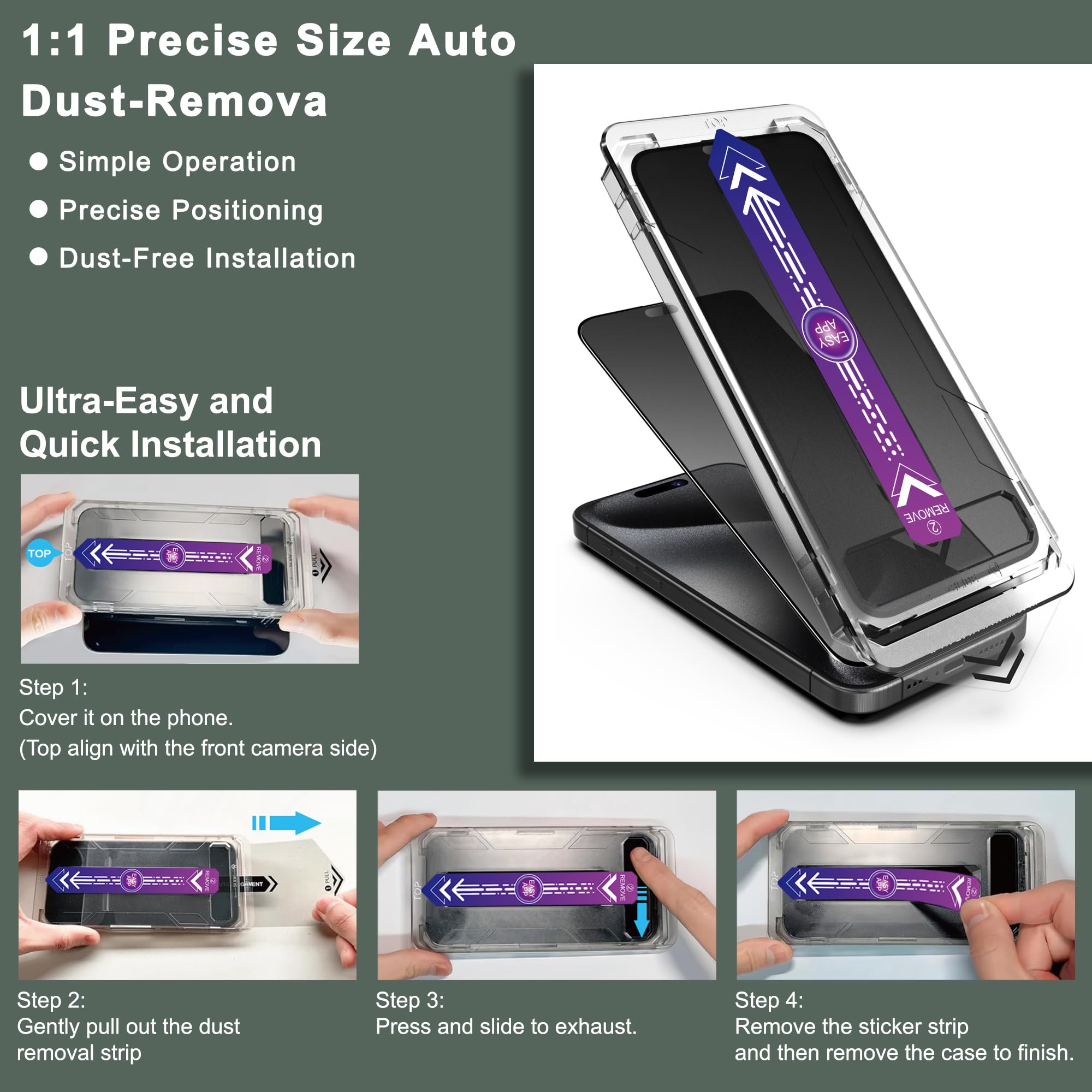 Lot de 2 films protecteurs d'écran mats pour iPhone 17 Air 6,5" - Anti-poussière - Sans bulles - Film en verre trempé anti-espion - Installation facile