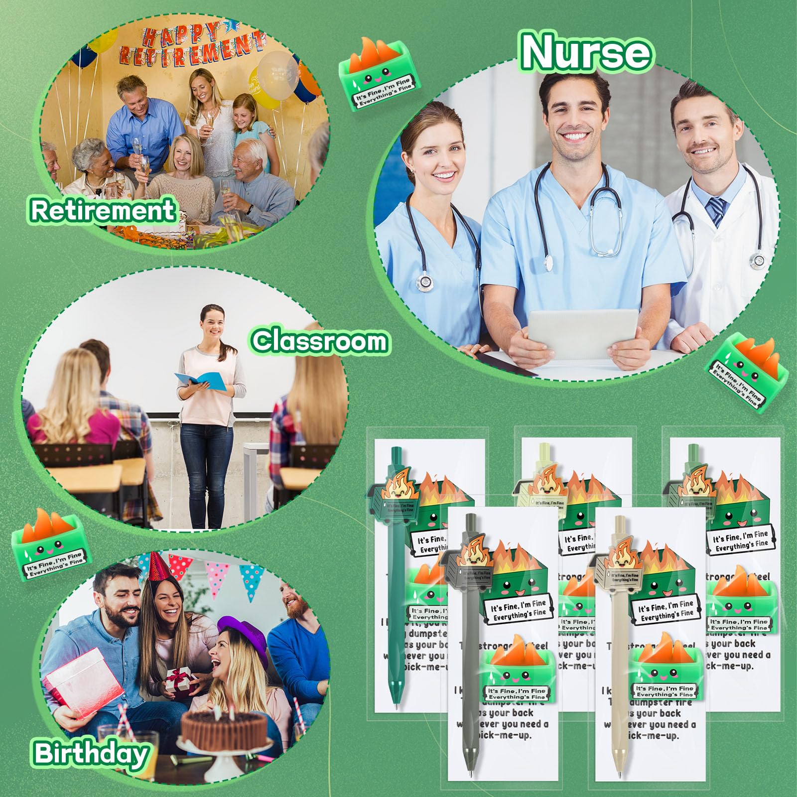 TecUnite 20 Sets Dumpster Geschenke Bulk Weihnachten Mitarbeiter Wertschätzung Team Inspirierender Dumpster Stift Stress Ball Tolle Karte Boss Day Vet Tech Week Medizinische Assistent Geschenke