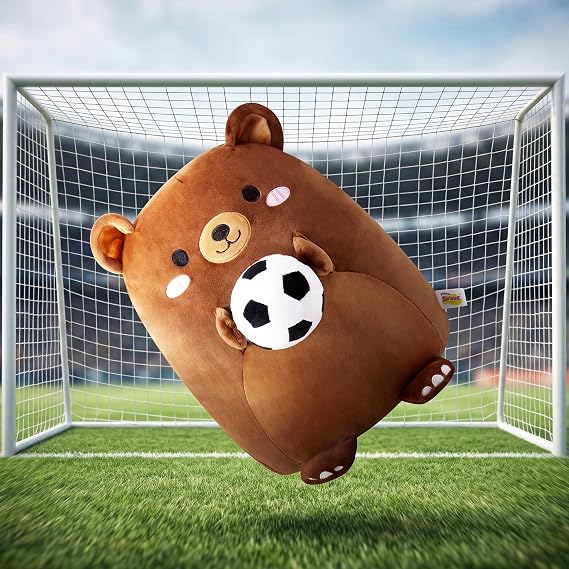 Onsoyours Original Bear Plush with Soccer Ball, Cute 12 inch Sport Brown Bear Stuffed Animal, Ultra Soft Collectible Hugging Gift Plush Toy
