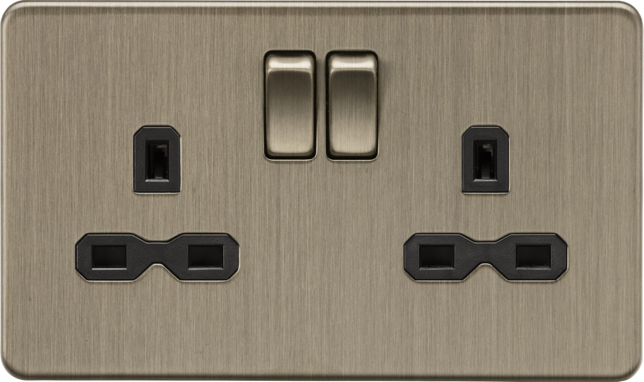 Knightsbridge 13A 2G DP Switched Socket - Antique Brass