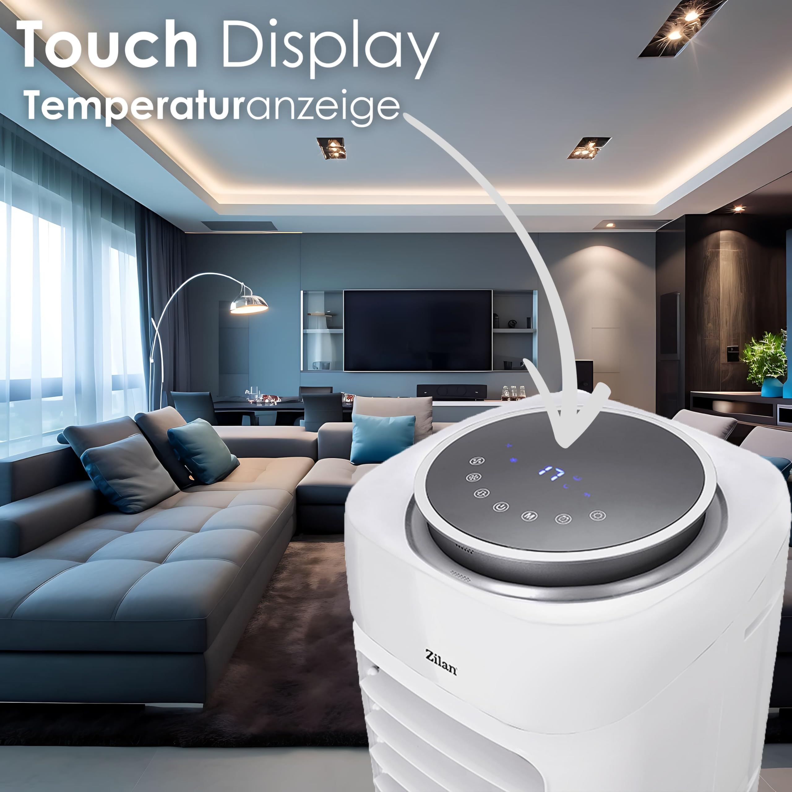Ventilateur sur pied 3 en 1 avec refroidissement à eau Très silencieux – Climatiseur mobile sans tuyau Refroidisseur d'air avec télécommande – Purificateur d'air 12 h
