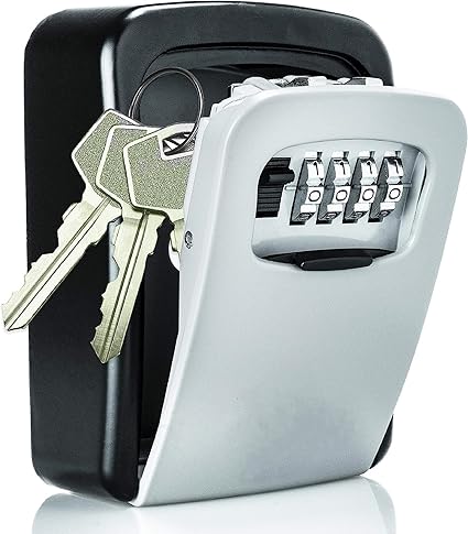Inditradition Wall Mounted Mettalic Key Lock Box for Indoor & Outdoor | Key Hider Box with Combination Lock (12x9x4 cm, Grey/Black)