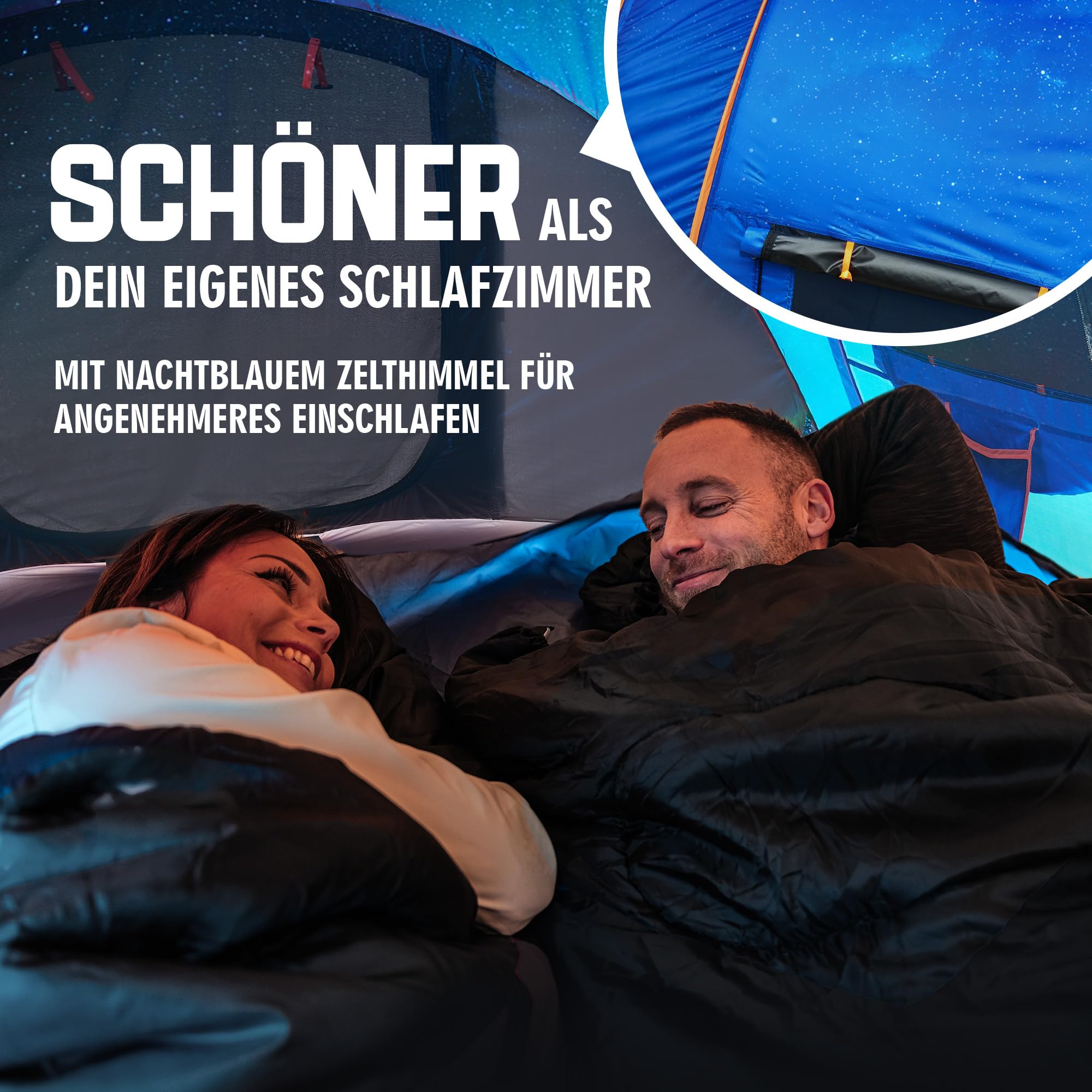 Burgwerk Wurfzelt für 3-4 Personen | 2 Sekunden Aufbau | 4000mm Wassersäule & UV-Schutz 50+ | Pop Up Zelt 3 Personen Wasserdicht Nachtblaue Schlafkabine | Verstärkte Heringe | Outdoor Camping Zelte