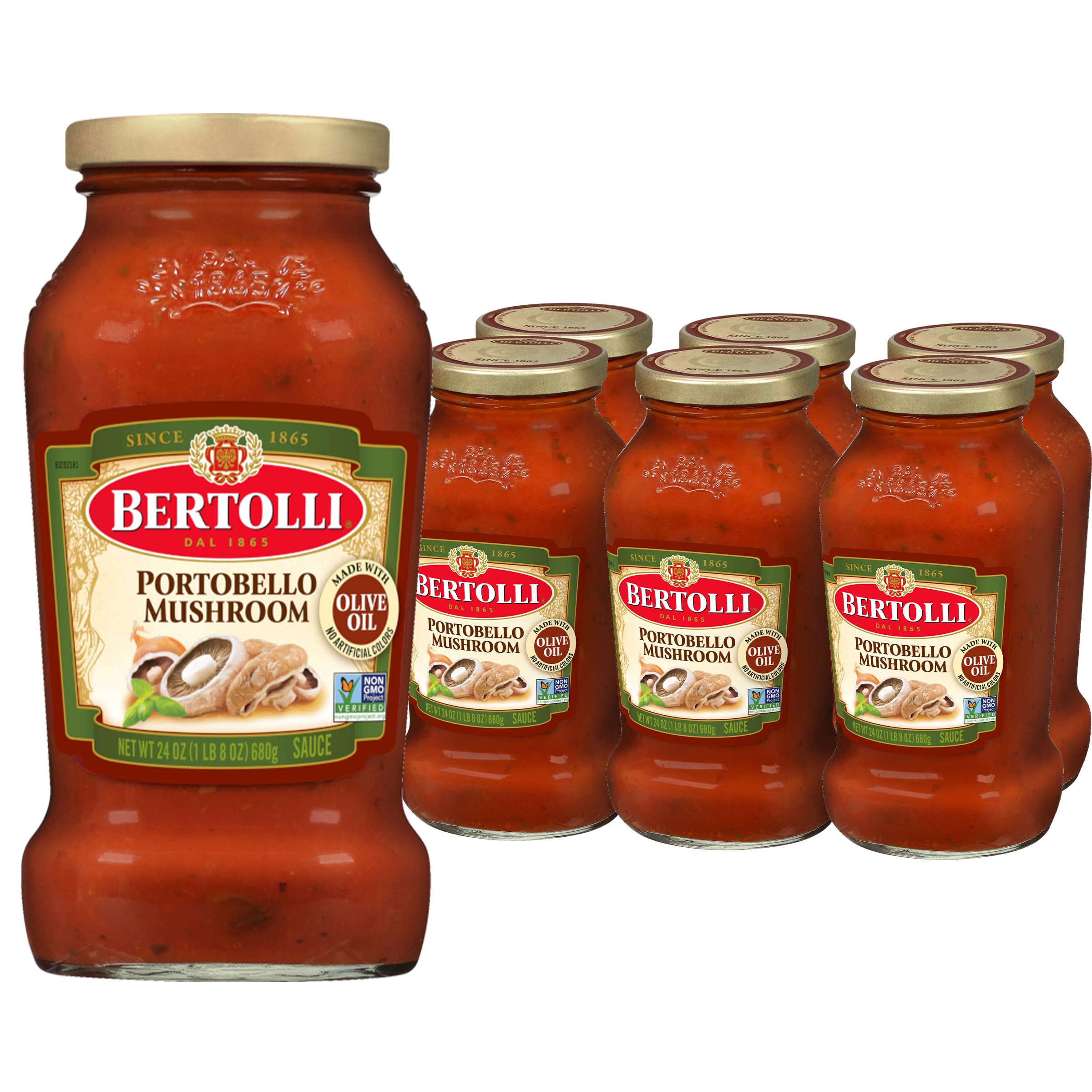 Bertolli Portobello Mushroom Sauce, Pasta Sauce Made With Vine-ripened Tomatoes, Onions, Garlic And Olive Oil (Pack of 6)