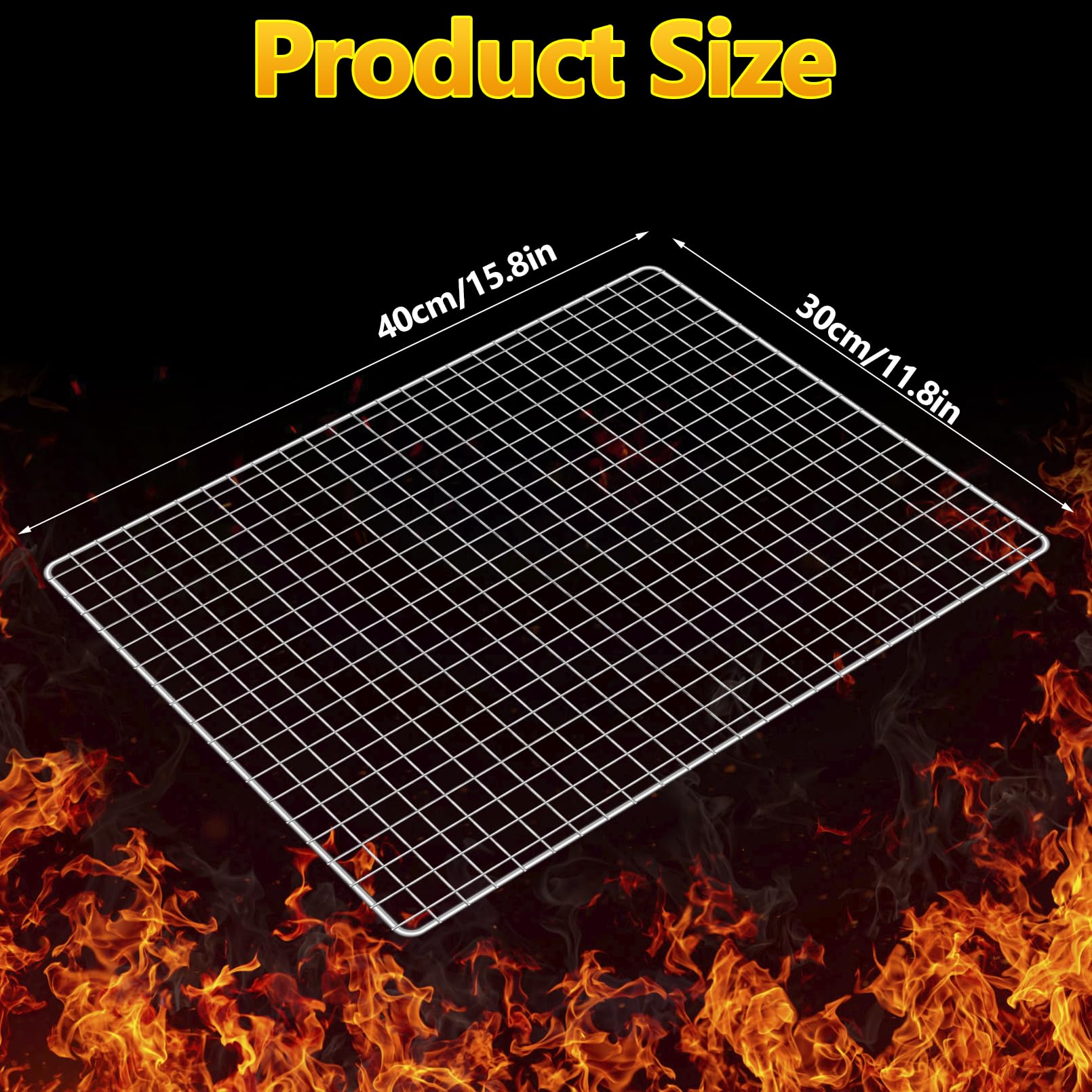 10 Stück Einweg-Grillaufsätze, 30 x 40 cm große Einweg-Grillroste, Grillroste aus Edelstahl, robustes Backgestell für Outdoor, Picknick und Camping