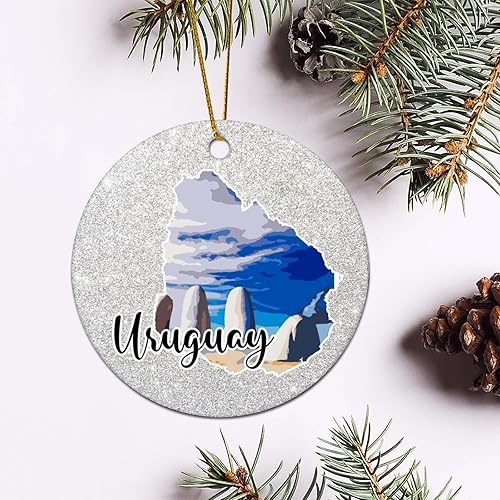 Vista 83 de Christmas Round Ornament South Africa Lands Ceramic Keepsake Visitor Souvenir 3 Inch with Gold String Hometown City Pride Home Decorations Christmas