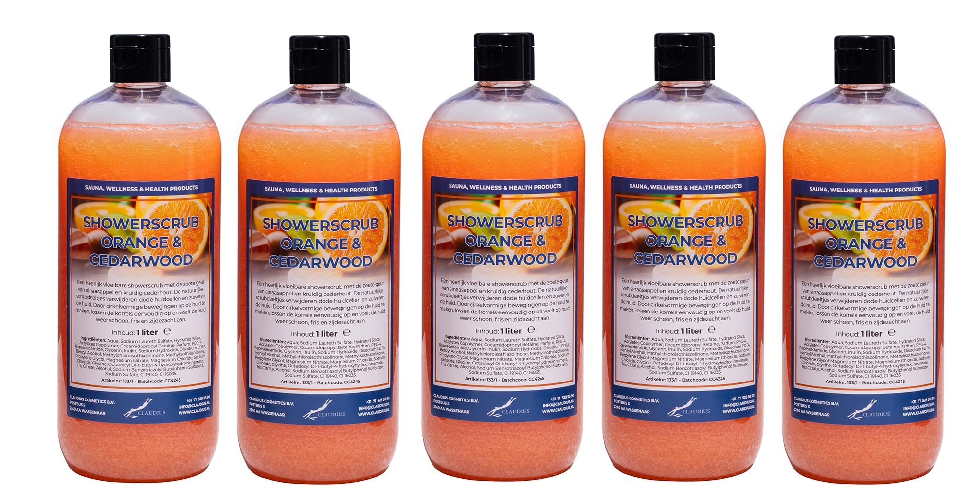 Showerscrub Orange & Cedarwood 5 x 1 Liter - Transparent