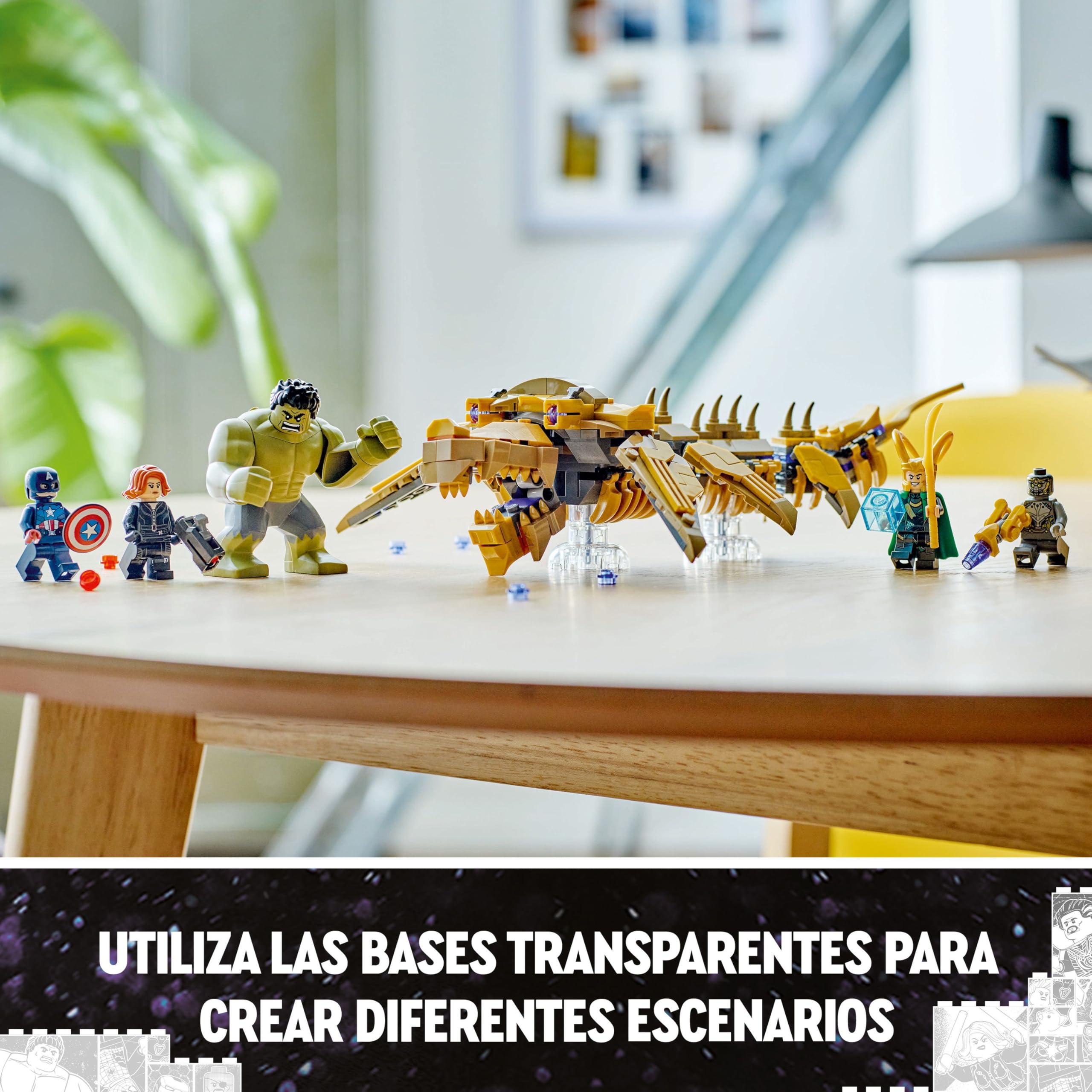 LEGO Marvel Vengadores vs. Leviatán Juguete de Superhéroes, Figura de Hulk y Minifiguras de Loki, Capitán América, Viuda Negra y Chitauri, Regalo para Niños y Niñas de 7 Años o Más 76290