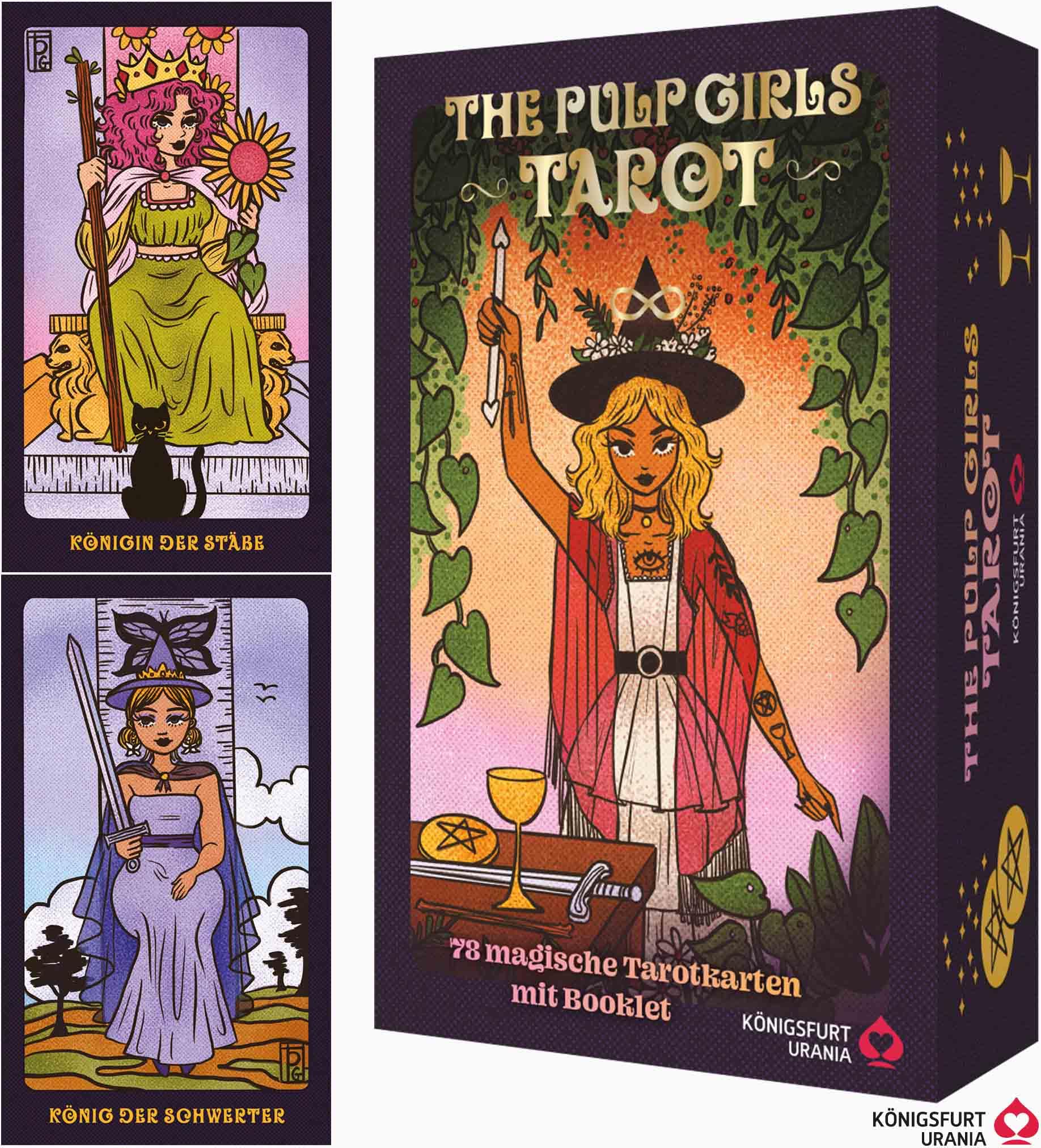 The Pulp Girls Tarot - Connecte dich mit deiner Intuition: 78 Tarotkarten und 96-seitiges Buch, Klappdeckelschachtel mit Goldprägung und Hebeband