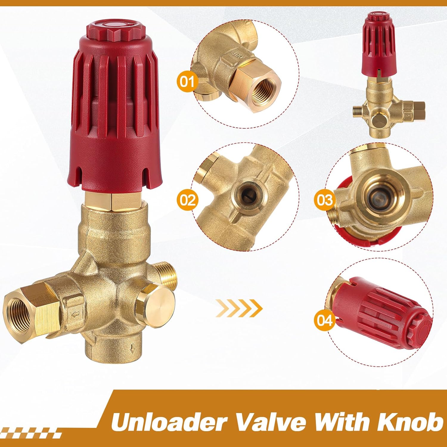 Threlaco 2 Pcs Upgraded 350 Unloader Valve Pressure Washer Pump with Knob, Compatible with Vb350/ar/comet/cat Pump/be/catpump Max. 390 Bar 10.5 Us Gpm 5650psi, Oem Bypass Valve