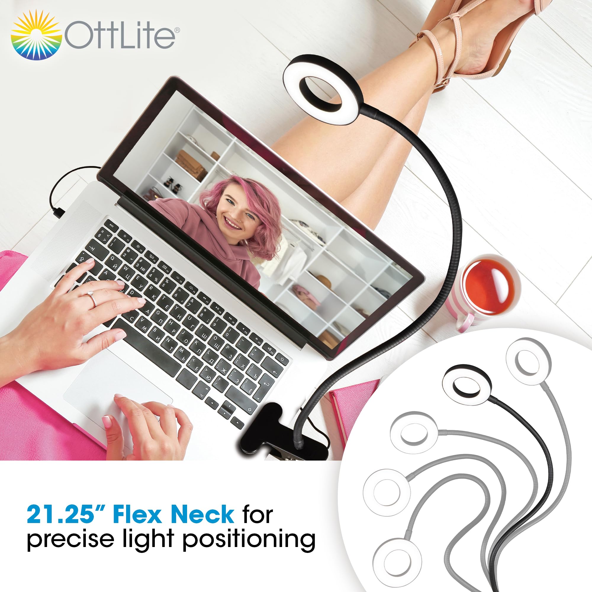 OttLite® Wellness Series Capture Clip-On LED Ring Light, 25