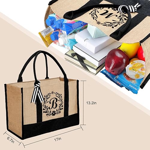 Miniatura 2 de Bolsa de mano personalizada de yute para mujeres, regalos para el día de la madre, regalo de Navidad de cumpleaños para mujeres y amigas