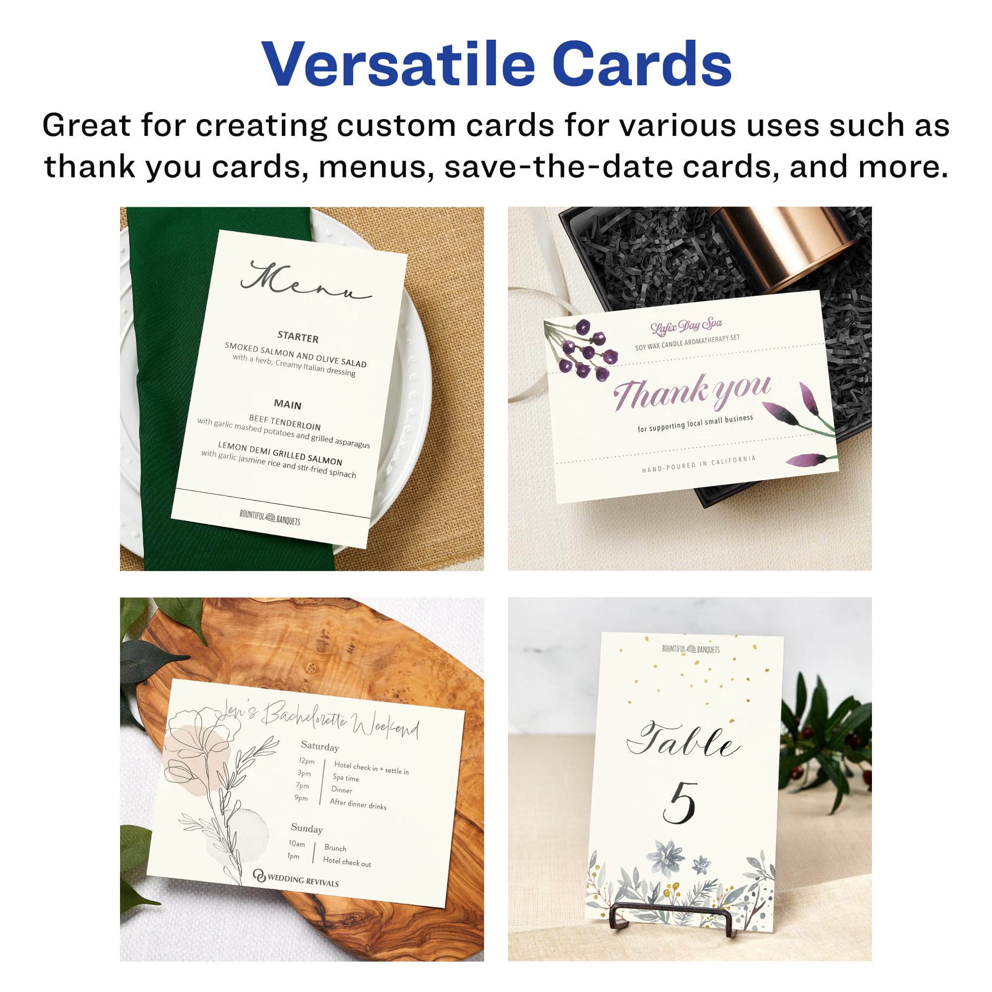 Avery Lot de 100 cartes d'invitation rectangulaires imprimables - 14 x 21,6 cm - Papier cartonné ivoire - Cartes laser/jet d'encre