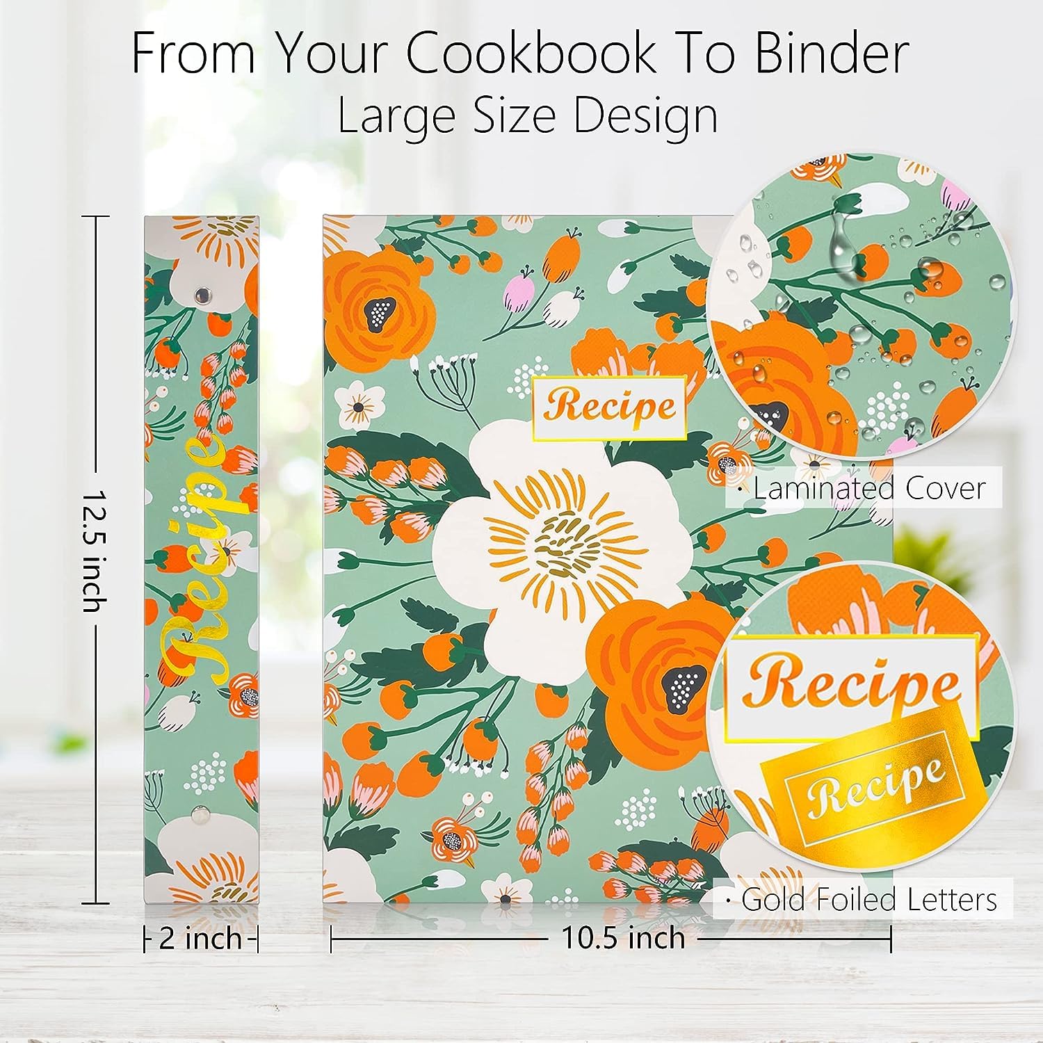Hihealer Recipe Book Binder - Large 3 Ring A4 Kit with Recipe Pages*115, Cards*60, Unique Gifts for Women Mom, Grandma - 32x26cm - Image 4