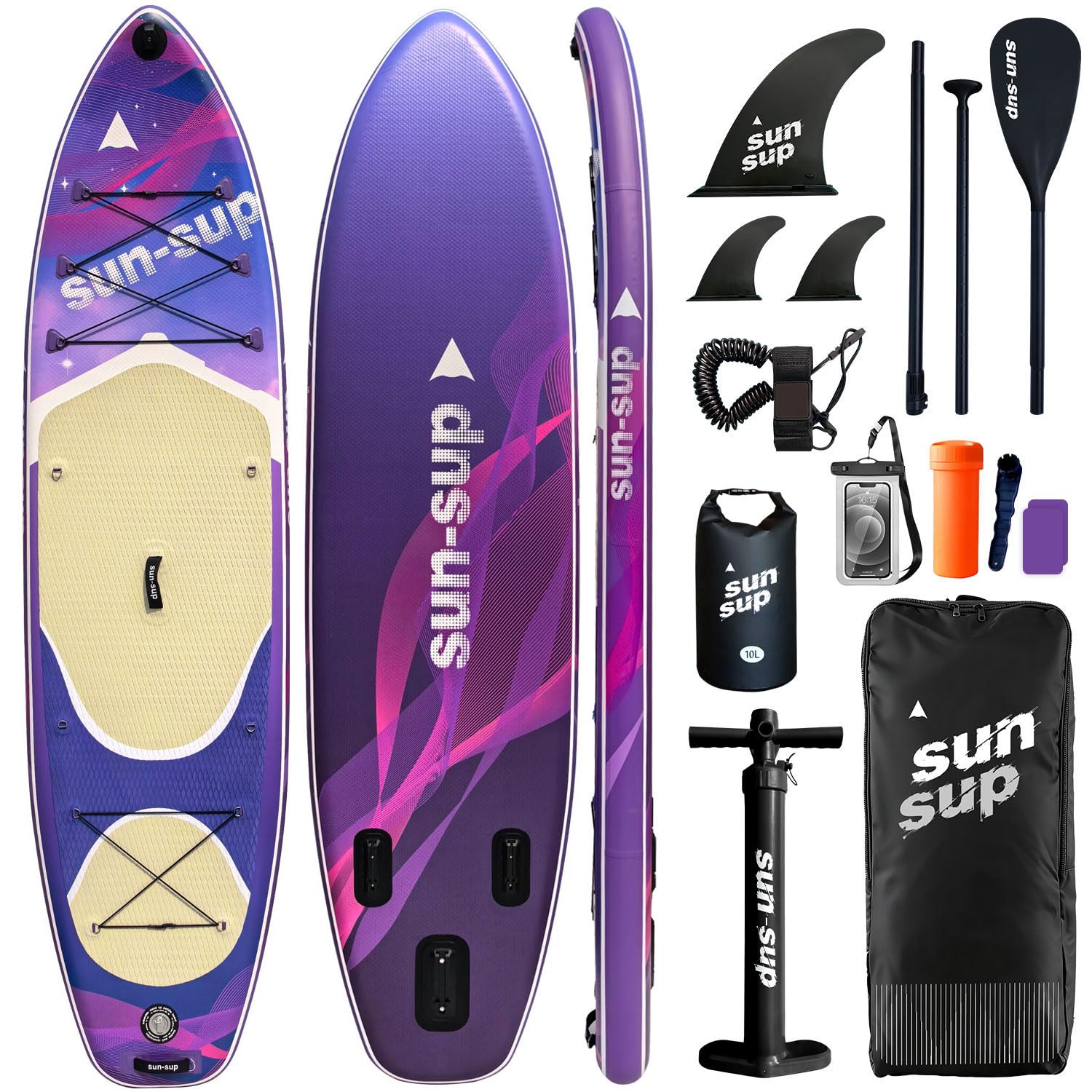 SUN-SUP Inflatable Stand Up Paddle Board,Wide SUP for All Skill Levels