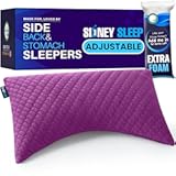 Pillow for Side and Back Sleepers - Comfort for Neck and Shoulder Pain - Adjustable and Customizable Shredded Memory Foam Filling - Queen Size - Additional Foam Fill Included &lpar;Magenta&rpar;