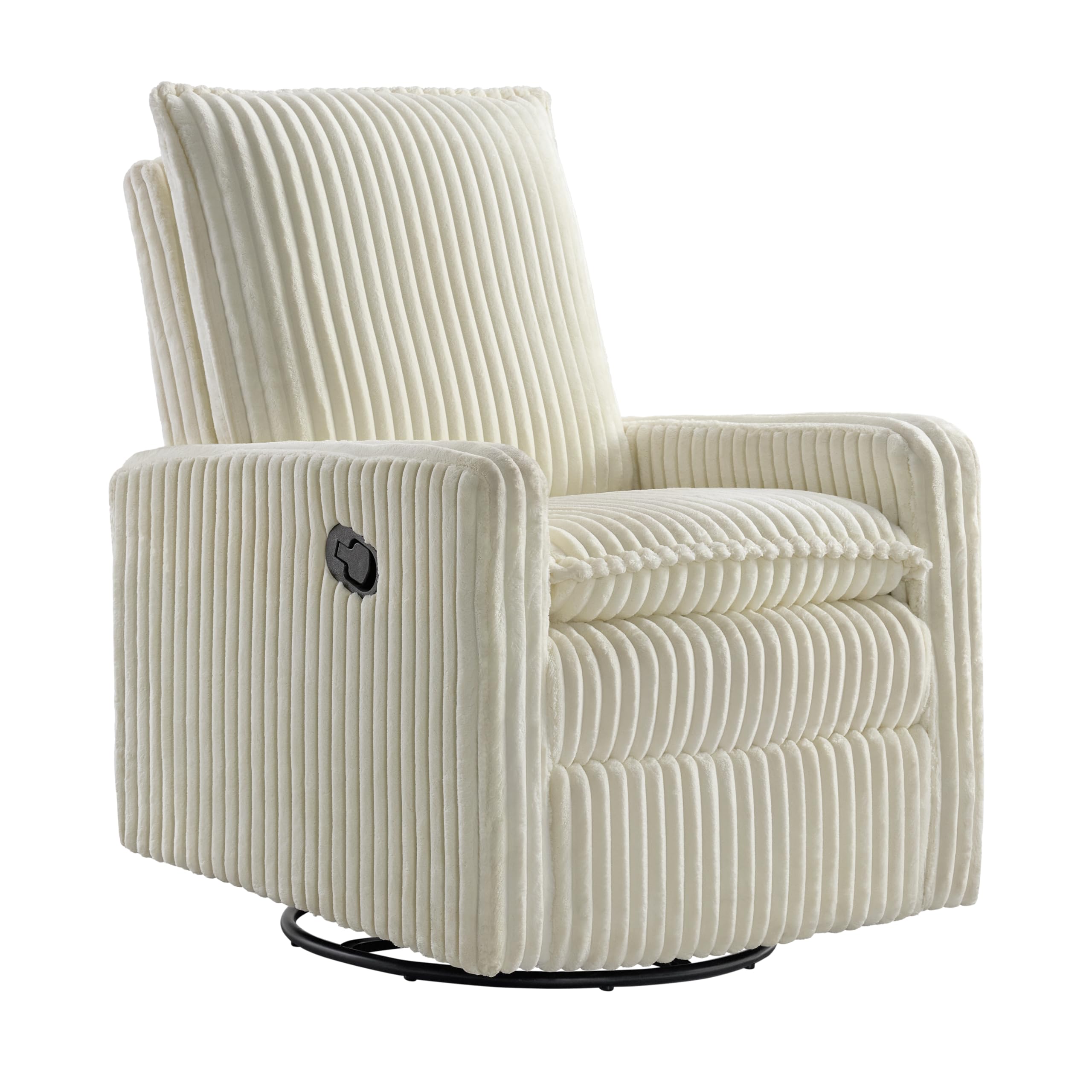 Oxford Baby Uptown Upholstered Swivel Glider and Recliner Nursery Chair - Corduroy, Pearl White