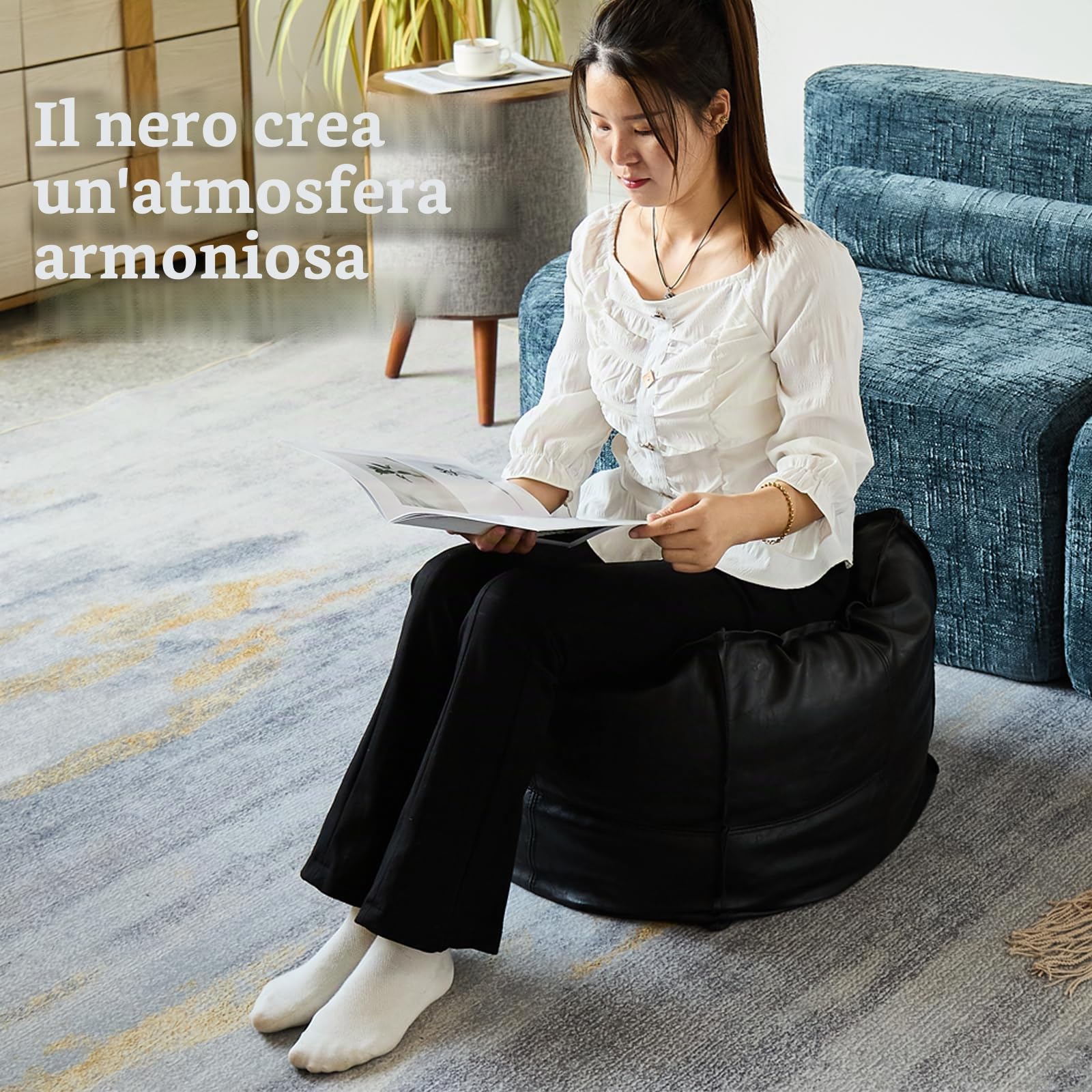 Louis Donné Pouf per pouf non imbottito, 17,7", quadrato, pouf ottomano, per soluzioni di stoccaggio, poggiapiedi in pelle impermeabile, per poggiapiedi (nero)