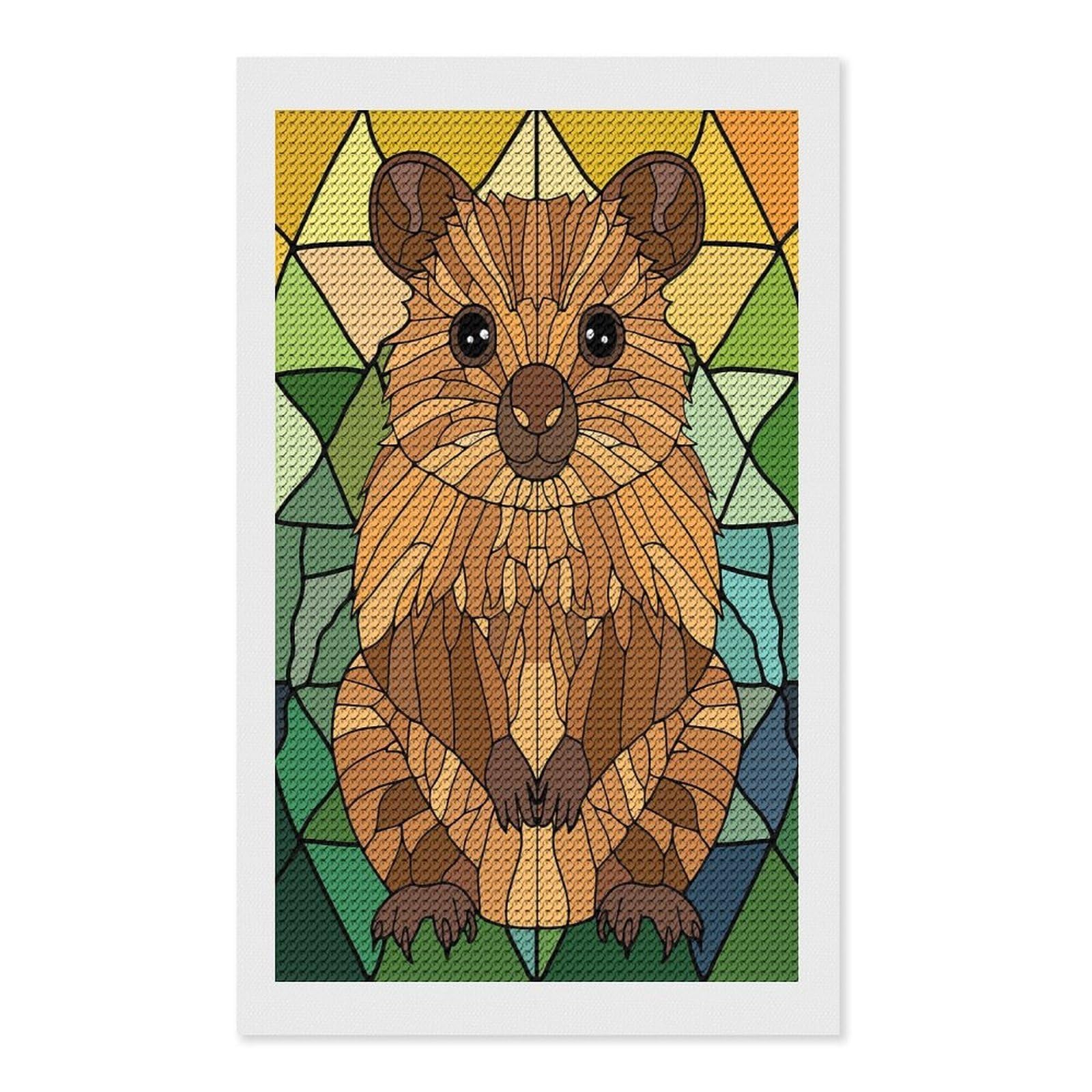 Junmoney Stained Glass Quokka Round Drill Diamond Painting 12"x20", for Adults, Creative Leisure Activity, Office Decor, Holiday Gift Idea