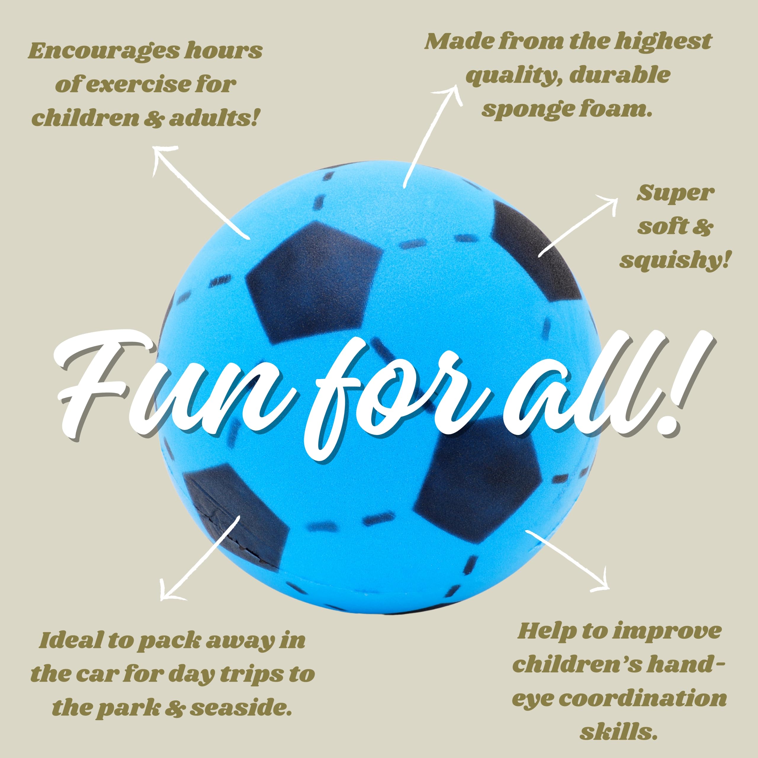Toyland® 20cm (8") Colourful Soft Foam Football - Summer Beach Games - Indoor/Outdoor Sports Toys - 1 Colour chosen at random - Image 3