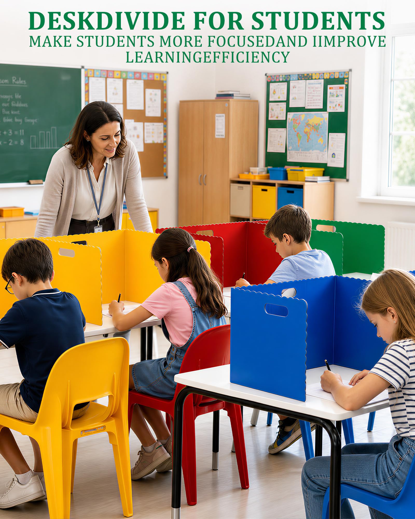Schreibtisch Trennwand 24 Stück - Lernbüro Grundschule Sichtschutz U-Form