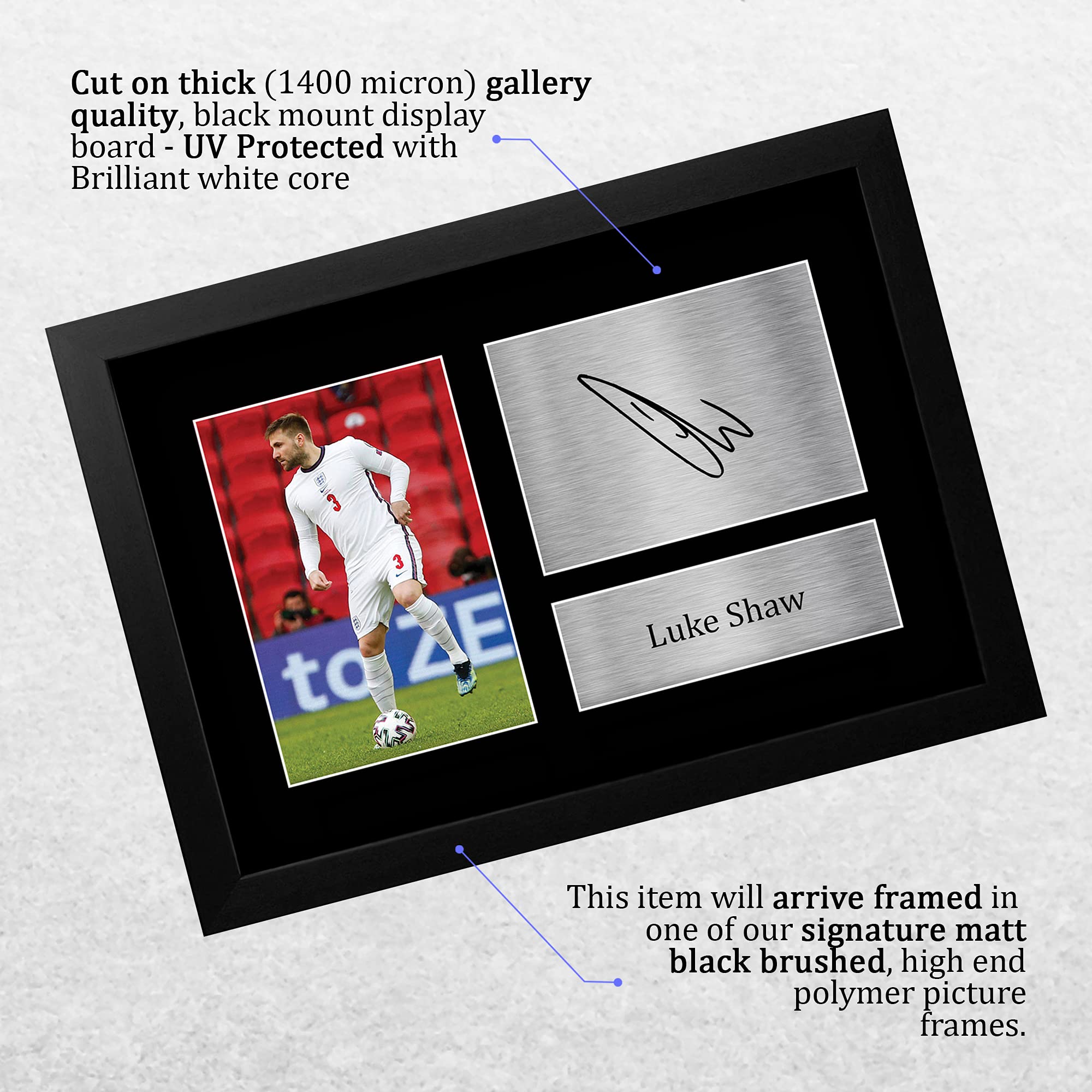 HWC Trading FR A4 Luke Shaw England Gifts Printed Signed Autograph Picture for Football Fans and Supporters - A4 Framed - Image 3