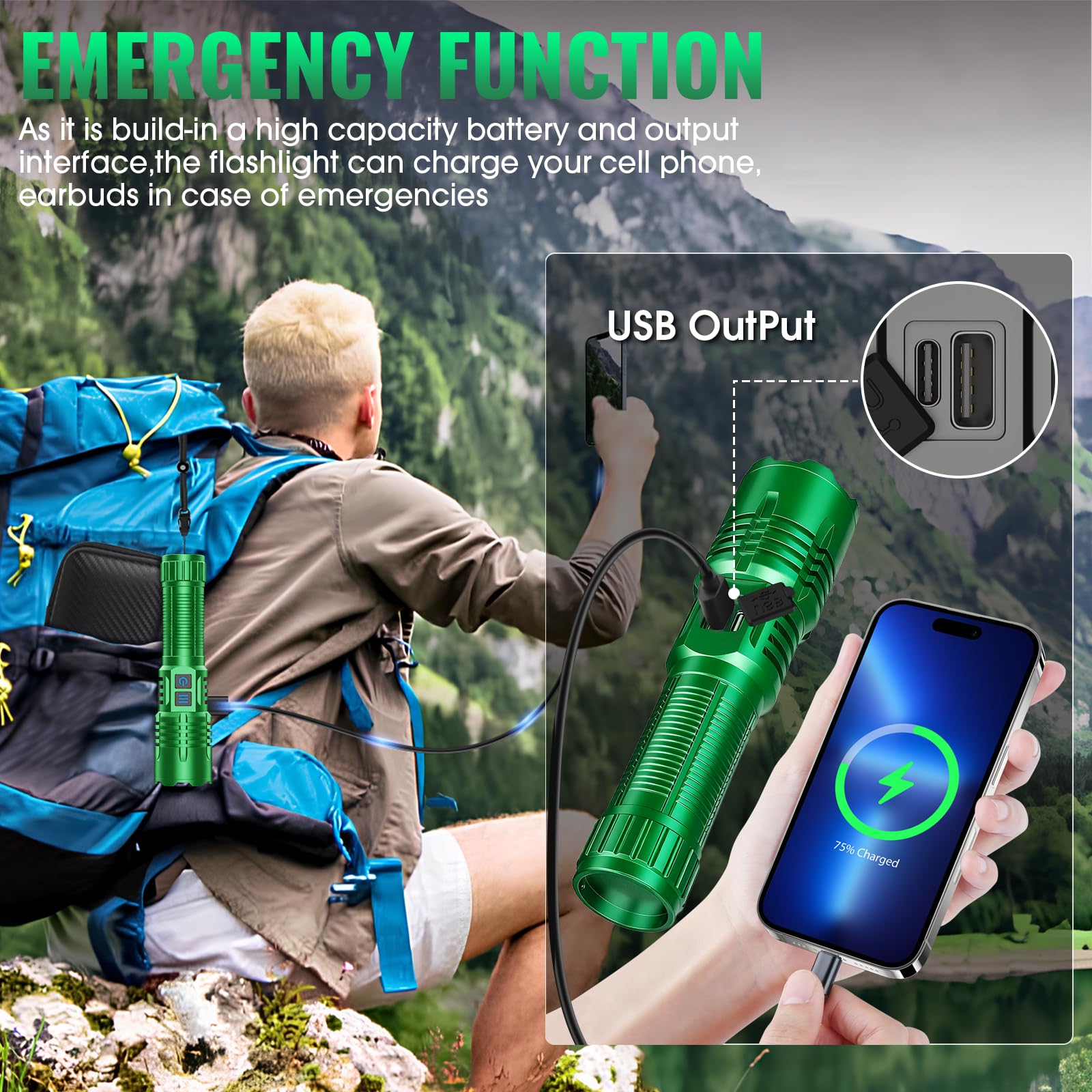 AdamStar Linterna recargable UV y de alta luminosidad, 2 en 1, potente linterna LED de luz negra, táctica, 6 modos, superbrillante, impermeable, con zoom, detector para curado de orina de mascotas