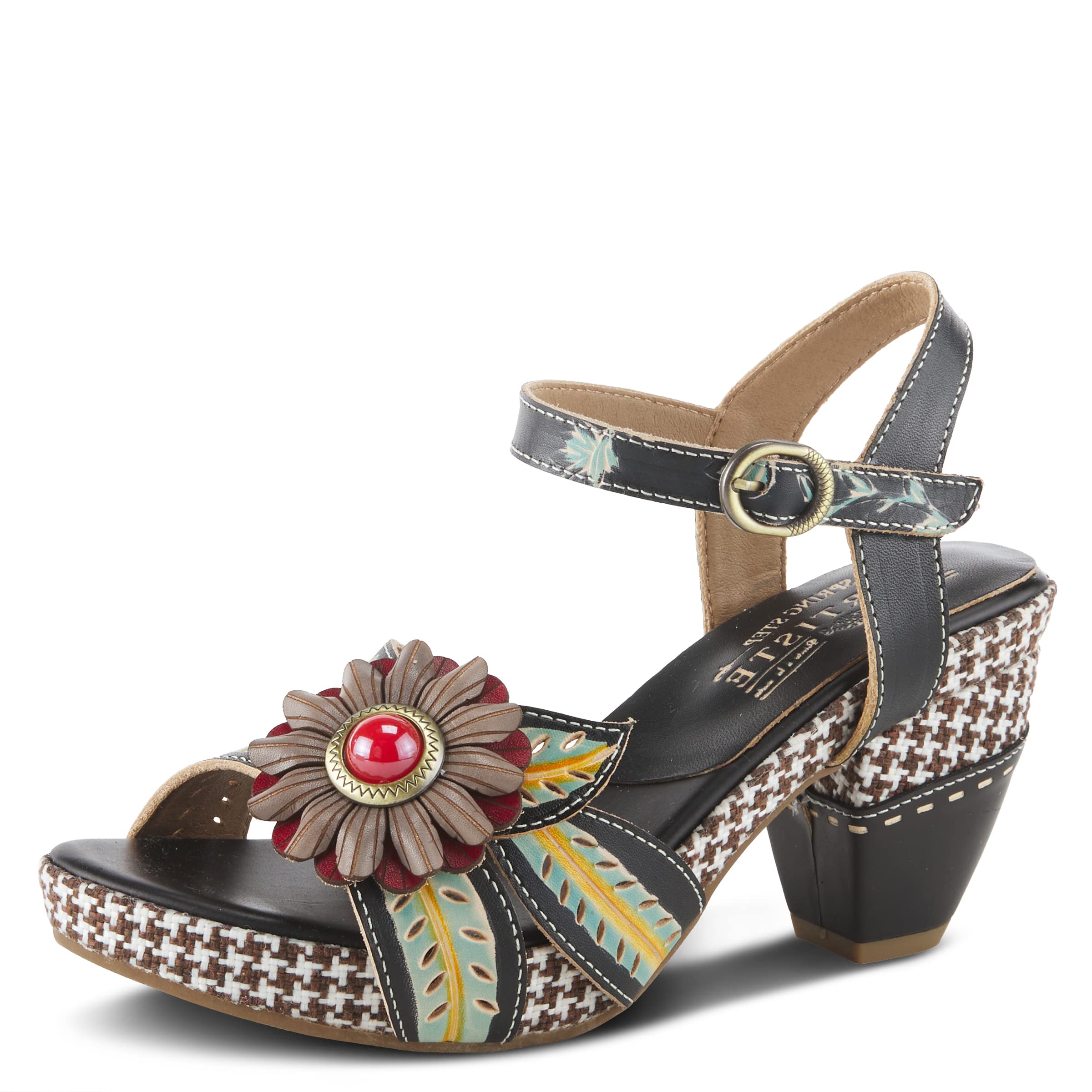 L'Artiste ASTARR Hand-Painted Leather Platform Heel Sandal