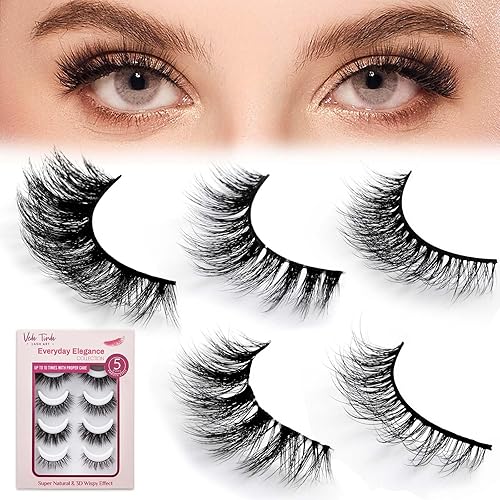 Veda TINDA 03 - 5 pares de pestañas postizas de visón esponjosas, pestañas postizas de anime 3D, estilos de mezcla individuales, reutilizables para