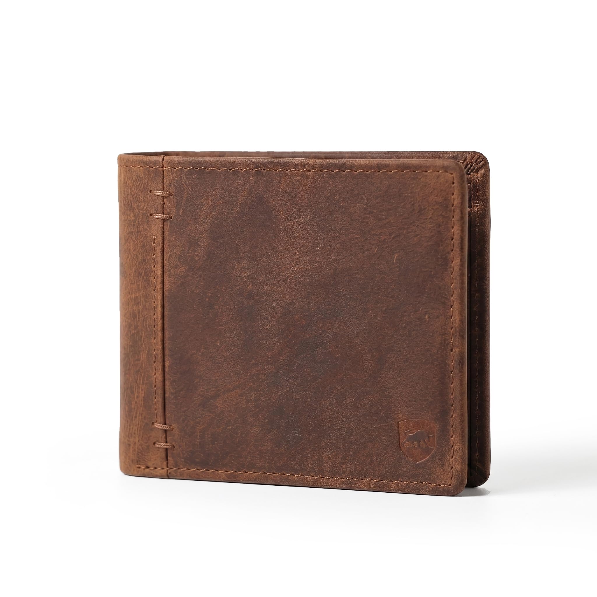 Leather Stiched Design RFID Wallet for Men | 5 Card Slots I 2 Currency & 3 Secret Compartments I 2 Id Card Slot & 1 Coin Pocket. (Brown)-image-24