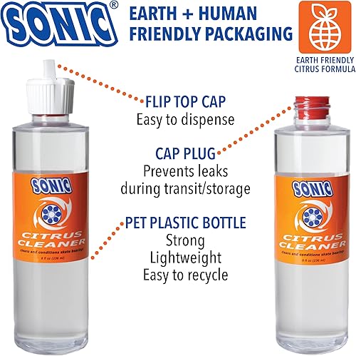 Miniatura 6 de SONIC Citrus - Limpiador de rodamientos de patines, limpia patines en línea, patines y rodamientos de patineta, respetuoso con el medio ambiente, 8