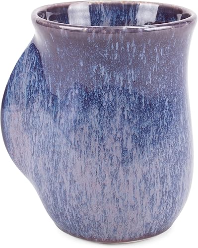 Miniatura 2 de Elanze Designs Reactive Glaze - Juego de 2 tazas de cerámica calentadoras de manos de 14 onzas, color morado medianoche
