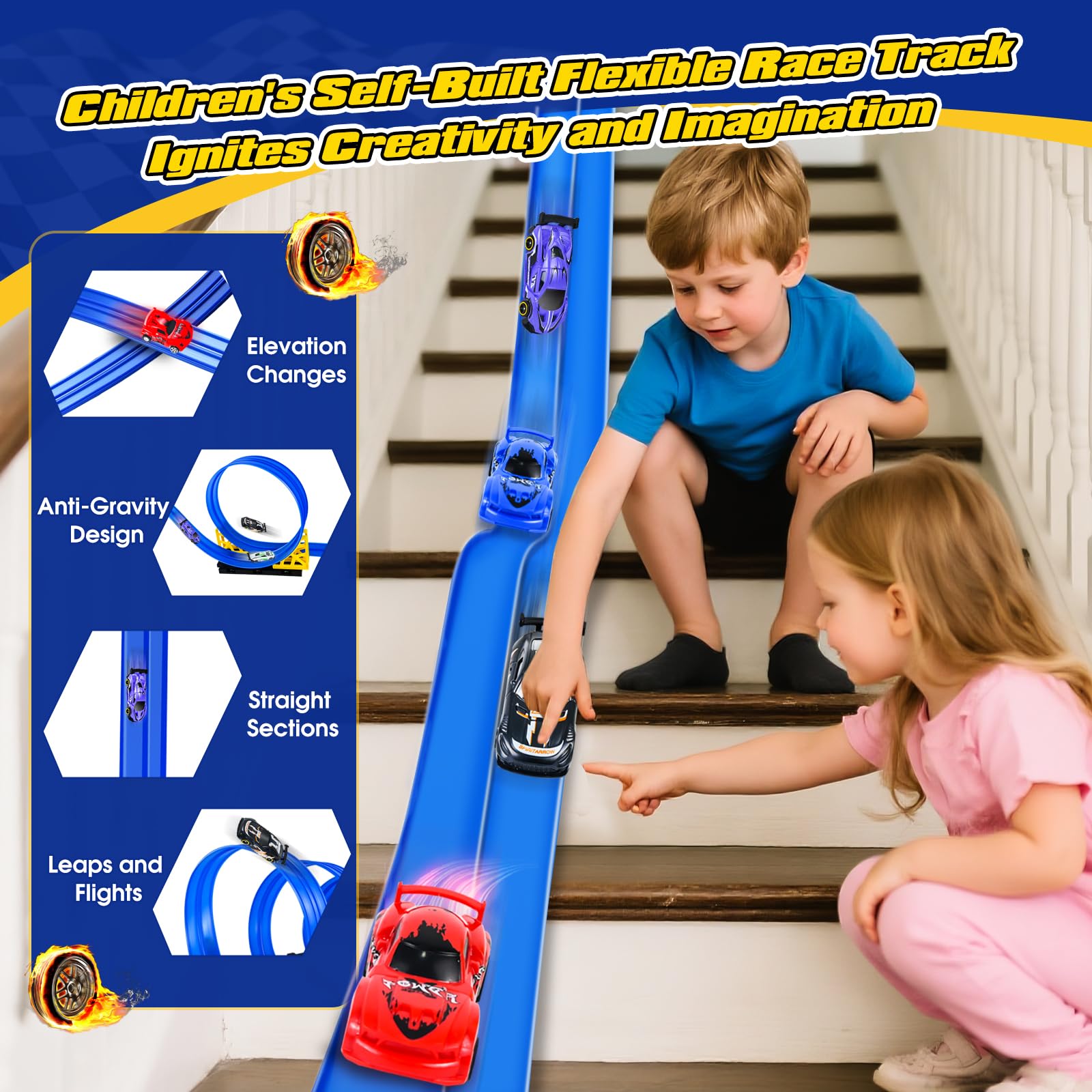 Lixiin 305 Pieces Circuit Voiture Enfant Jouet Enfant 3 4 5 6 Ans avec 6 Voiture Enfant Circuit